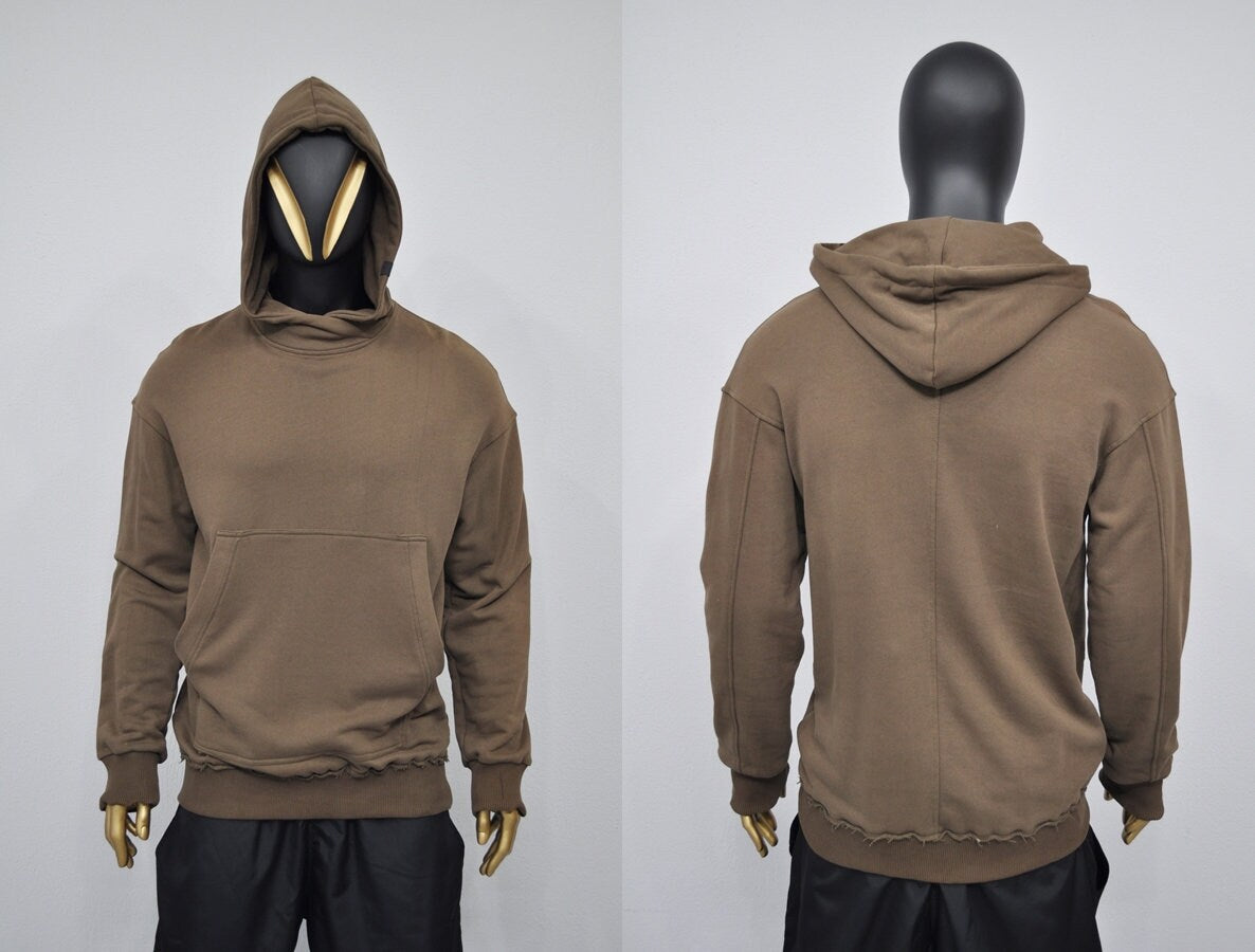 XS - 8XL Men's Oversized Boxyfit Cargo Raw Edges Hoodie / Essentials Streetwear Hoodie / Fleece Hoodie / Gothic Pullover - BB033