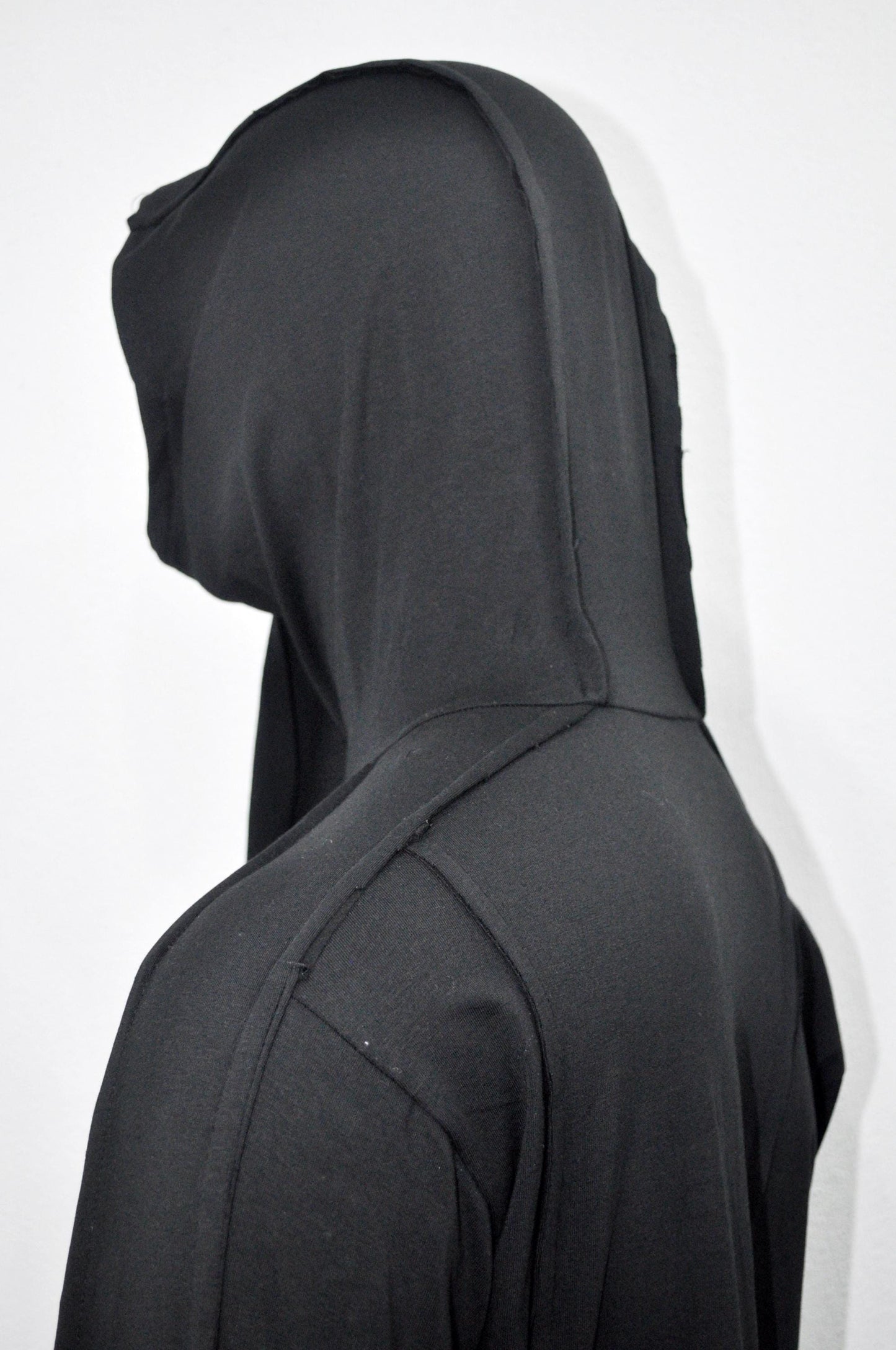 Men Long Sleeve Thumbs-Hole T shirt with Oversized Dystopian Shawl Scarf,Extra Long Wrap -BB512
