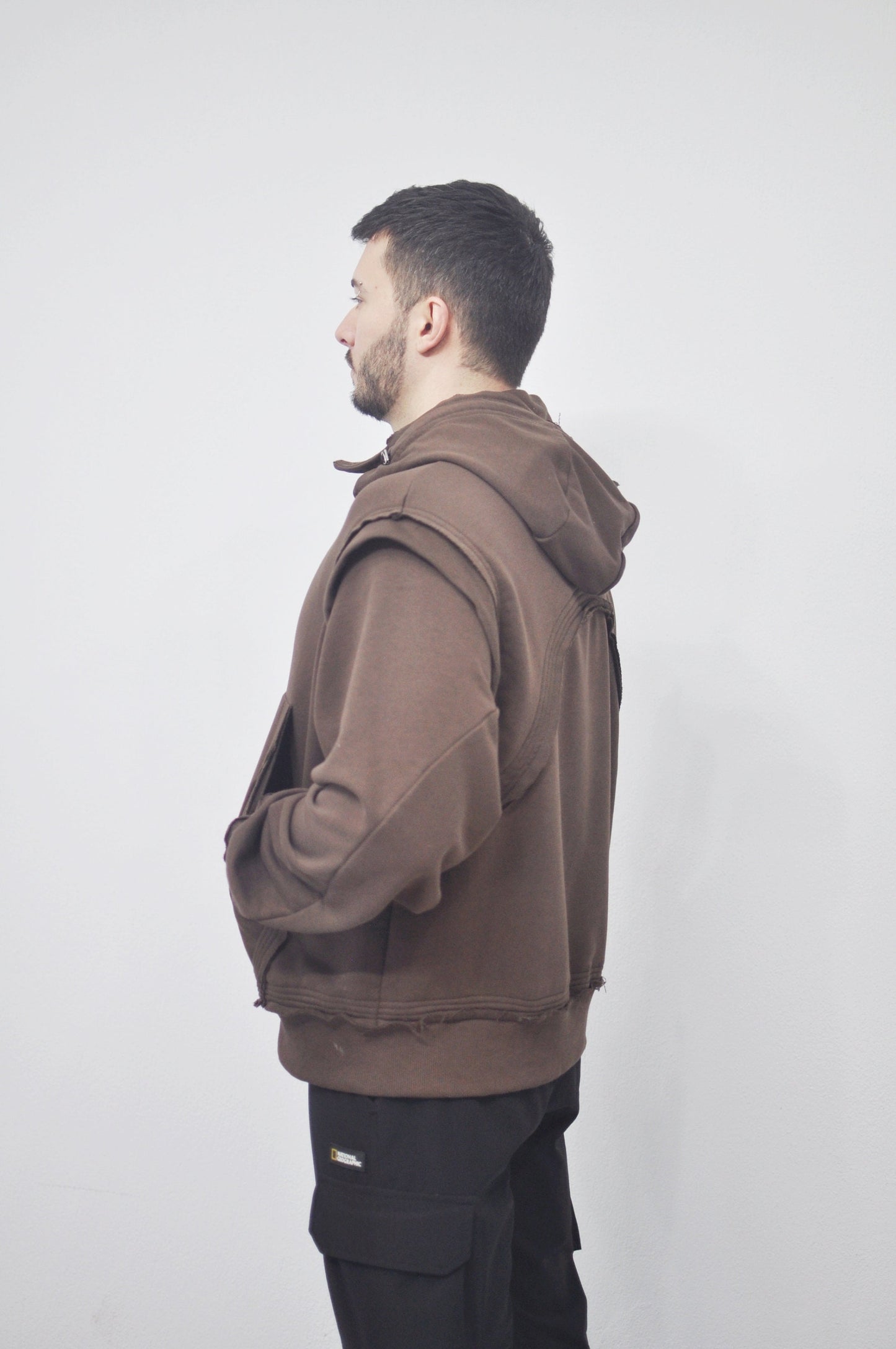 XS-8XL Men's Dropped Shoulder Armored Knight Styl,Avantgarde-Dystopian,Streetwear Vest Hooded DOUBLE Look/Pullover Hoodie Sweatshirt- BB0131