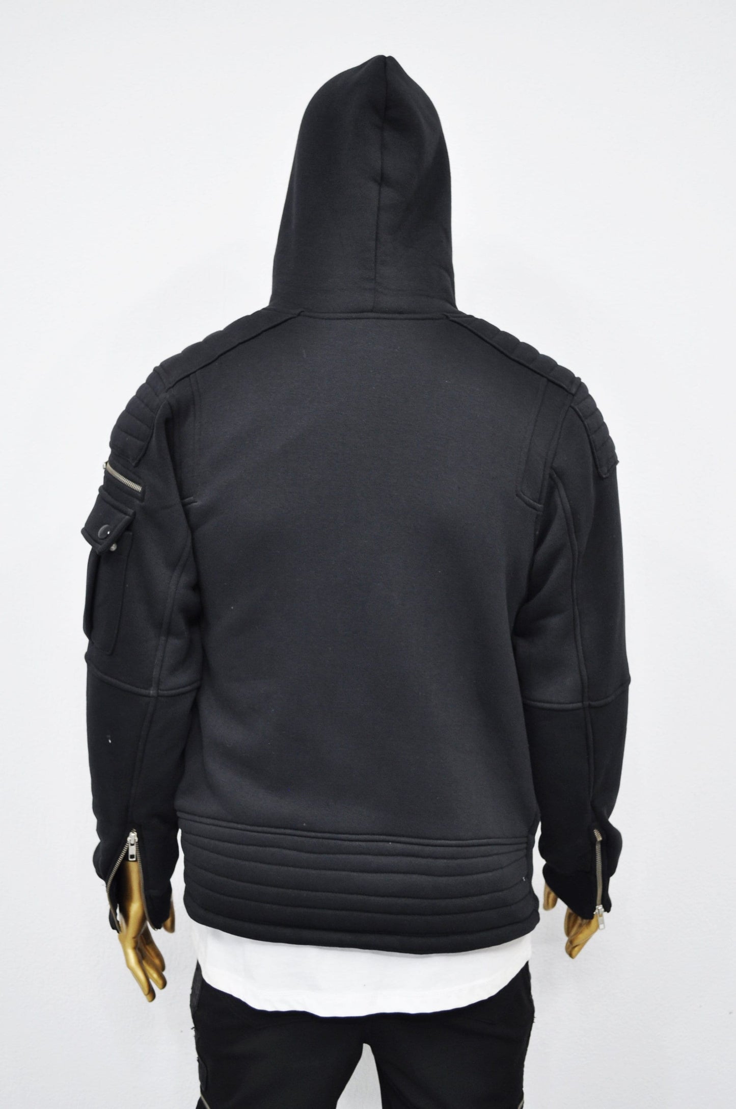 XS-8XL Men's Black Techwear Tactical Moto JACKET ,Quilted Zip Padded Multi-Functional,Cyber SteamPunk-Post Apocalyptic Dystopian- BB047