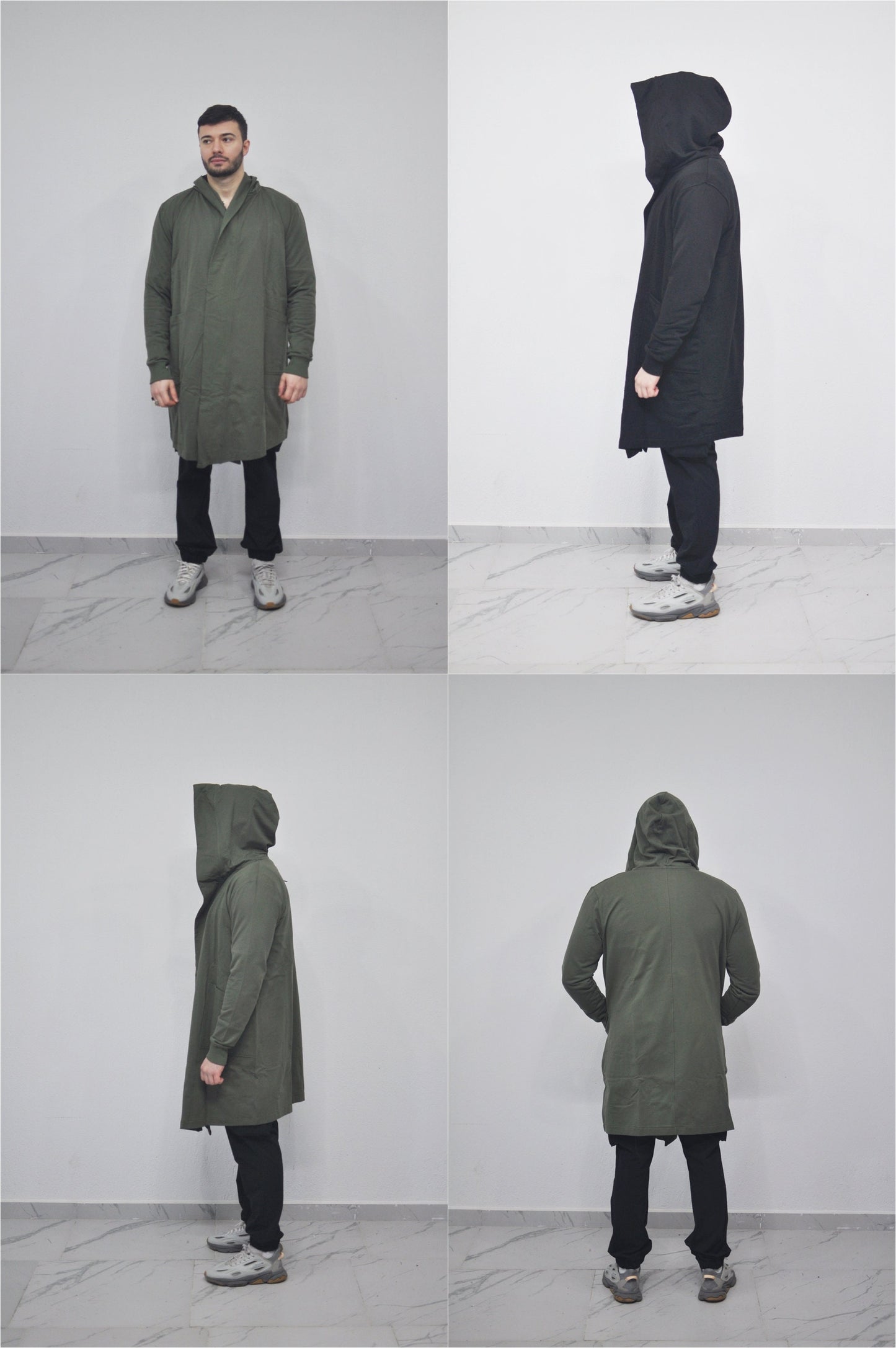 XS-8XL Ashassin Oversize Overlong Black Loose Cardigan with Hood,Side Pockets Cloak,Cyberpunk Techwear Cape Coat, Futuristic Clot- BB159