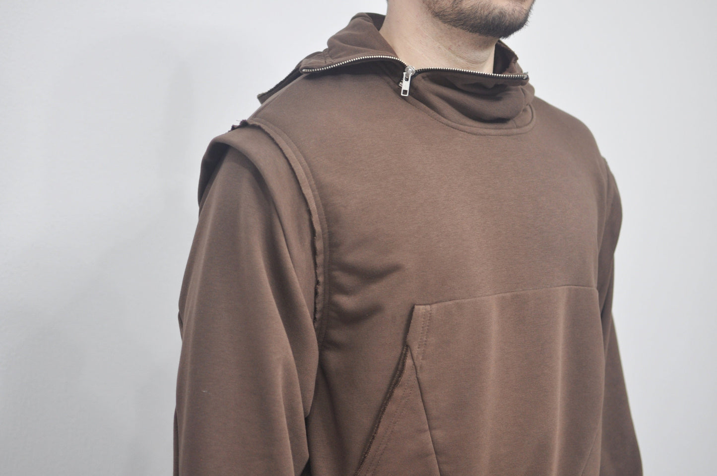 XS-8XL Men's Dropped Shoulder Armored Knight Styl,Avantgarde-Dystopian,Streetwear Vest Hooded DOUBLE Look/Pullover Hoodie Sweatshirt- BB0131