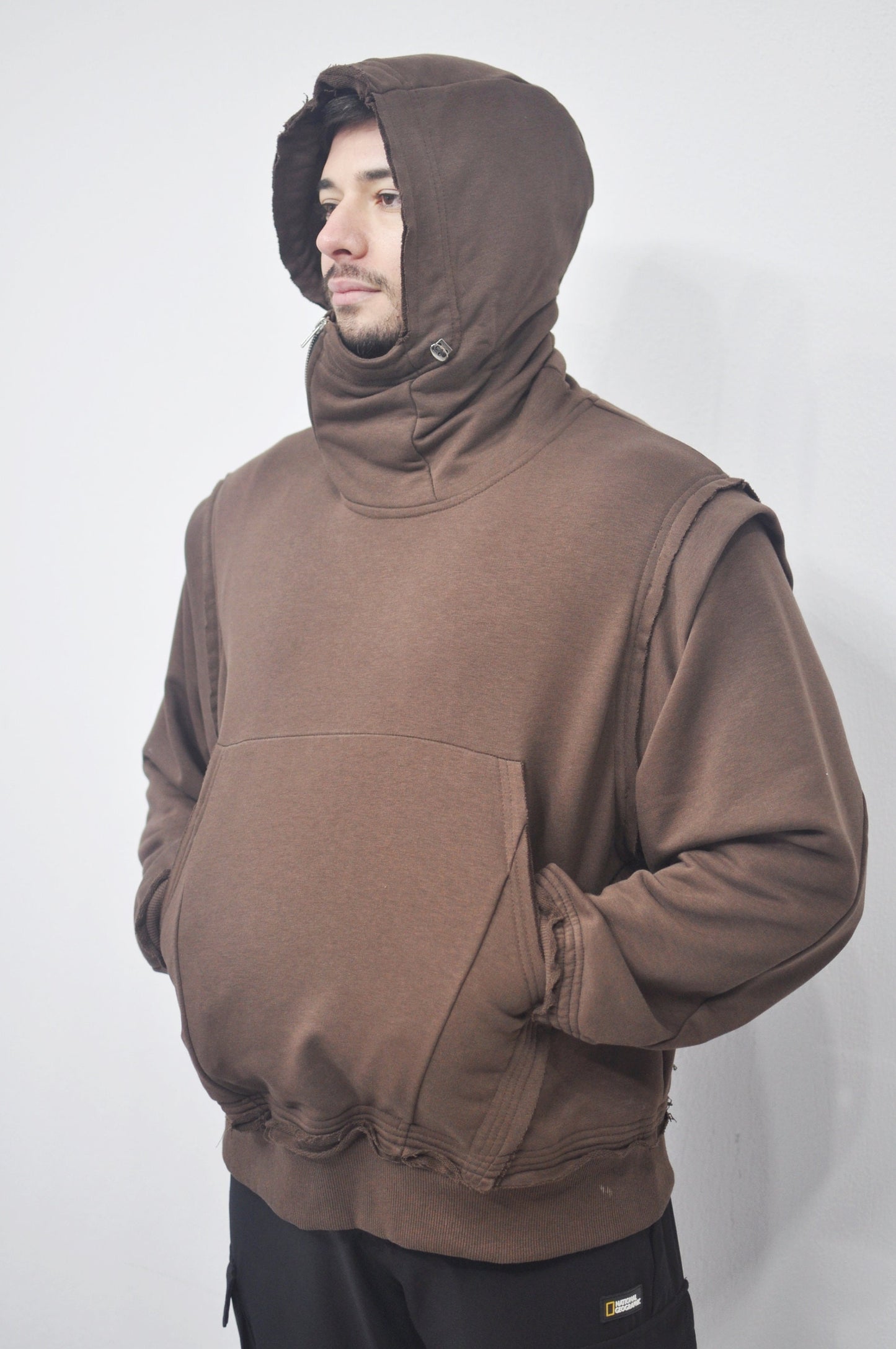 XS-8XL Men's Dropped Shoulder Armored Knight Styl,Avantgarde-Dystopian,Streetwear Vest Hooded DOUBLE Look/Pullover Hoodie Sweatshirt- BB0131