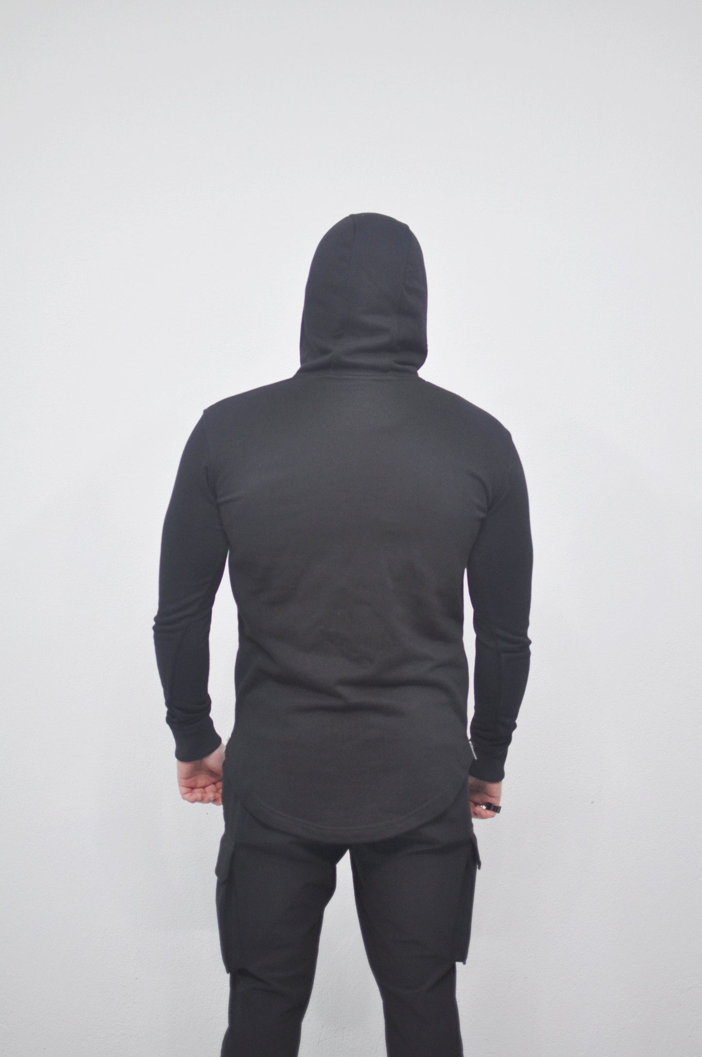 XS - 8XL Men's Asymmetric Zip-up Sides and Pockets Curved Hem Hooded Fitted HoodieTop,Steampunk Cyberpunk Gothic,Fleece Streetwear-BB0145
