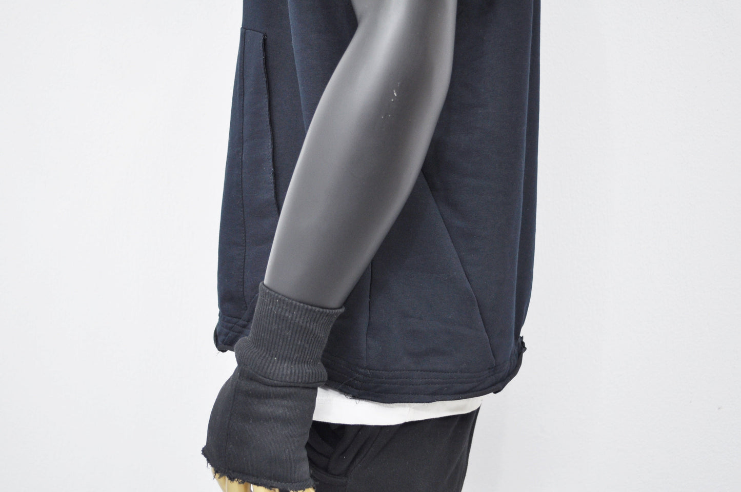 XS-8XL Men's Panel Hooded Tanktop, Raw Edges Adjusters Zip-up Hood and Collar,Streetwear Vest Hooded / Cyber Streetwear Assassin - BB0133
