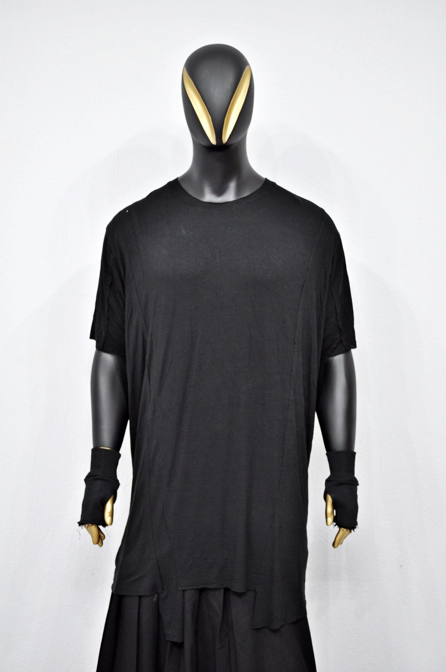 XS-8XL Short Sleeve Overlong Loose T-shirt,Rear Back Stripe,Irregular,Capsule Whimsigoth,Techwear,Streetwear Extended Oversize Shirt-BB491