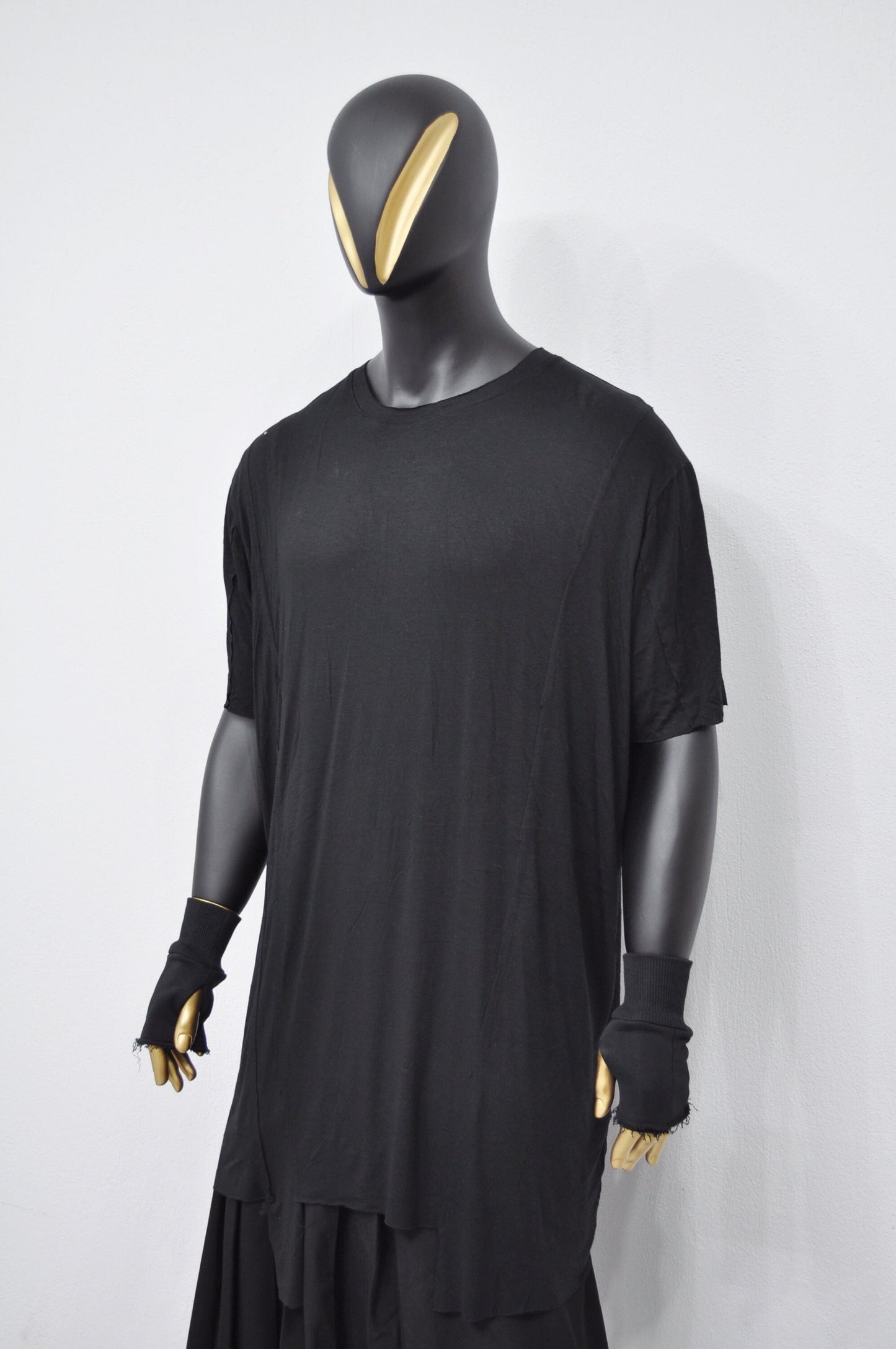 XS-8XL Short Sleeve Overlong Loose T-shirt,Rear Back Stripe,Irregular,Capsule Whimsigoth,Techwear,Streetwear Extended Oversize Shirt-BB491
