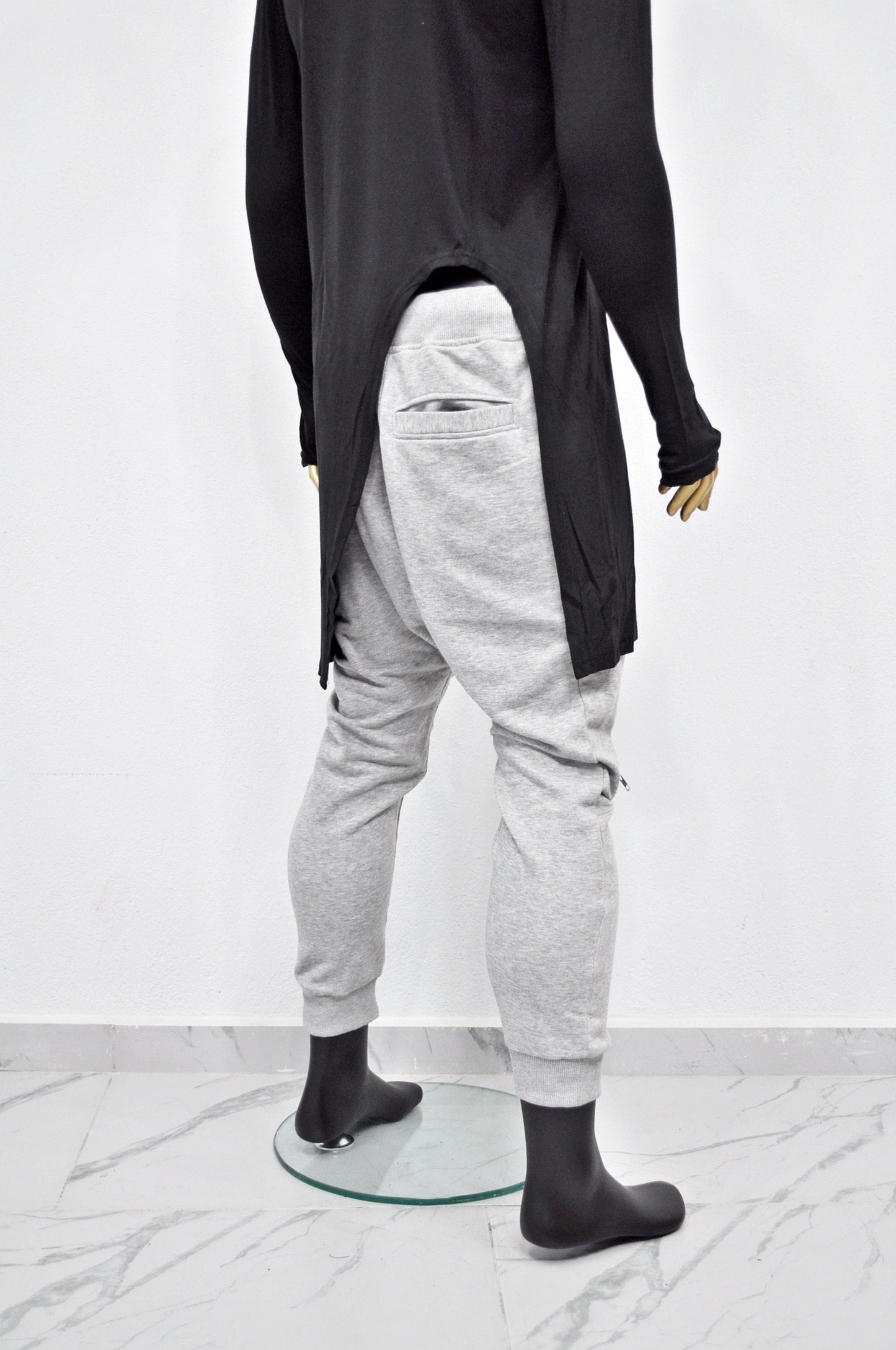 XS-8XL Long Sleeve Viscose Cotton Asymmetrical Cut,Round Neck LongTuxedo Tail Tshirt,Overlong Loose,Irregular,Streetwear Extended-BB418