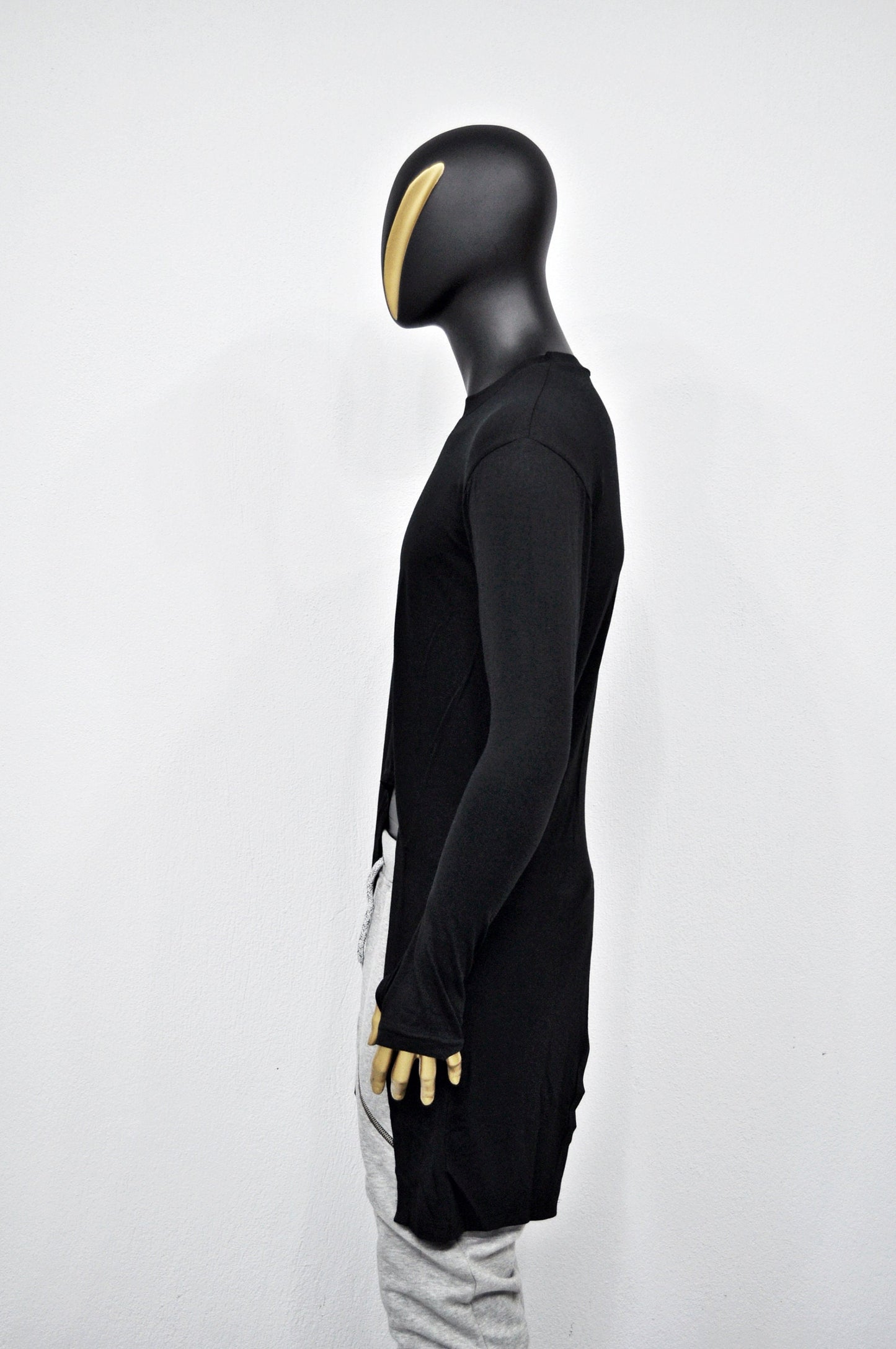 XS-8XL Long Sleeve Viscose Cotton Asymmetrical Cut,Round Neck LongTuxedo Tail Tshirt,Overlong Loose,Irregular,Streetwear Extended-BB418