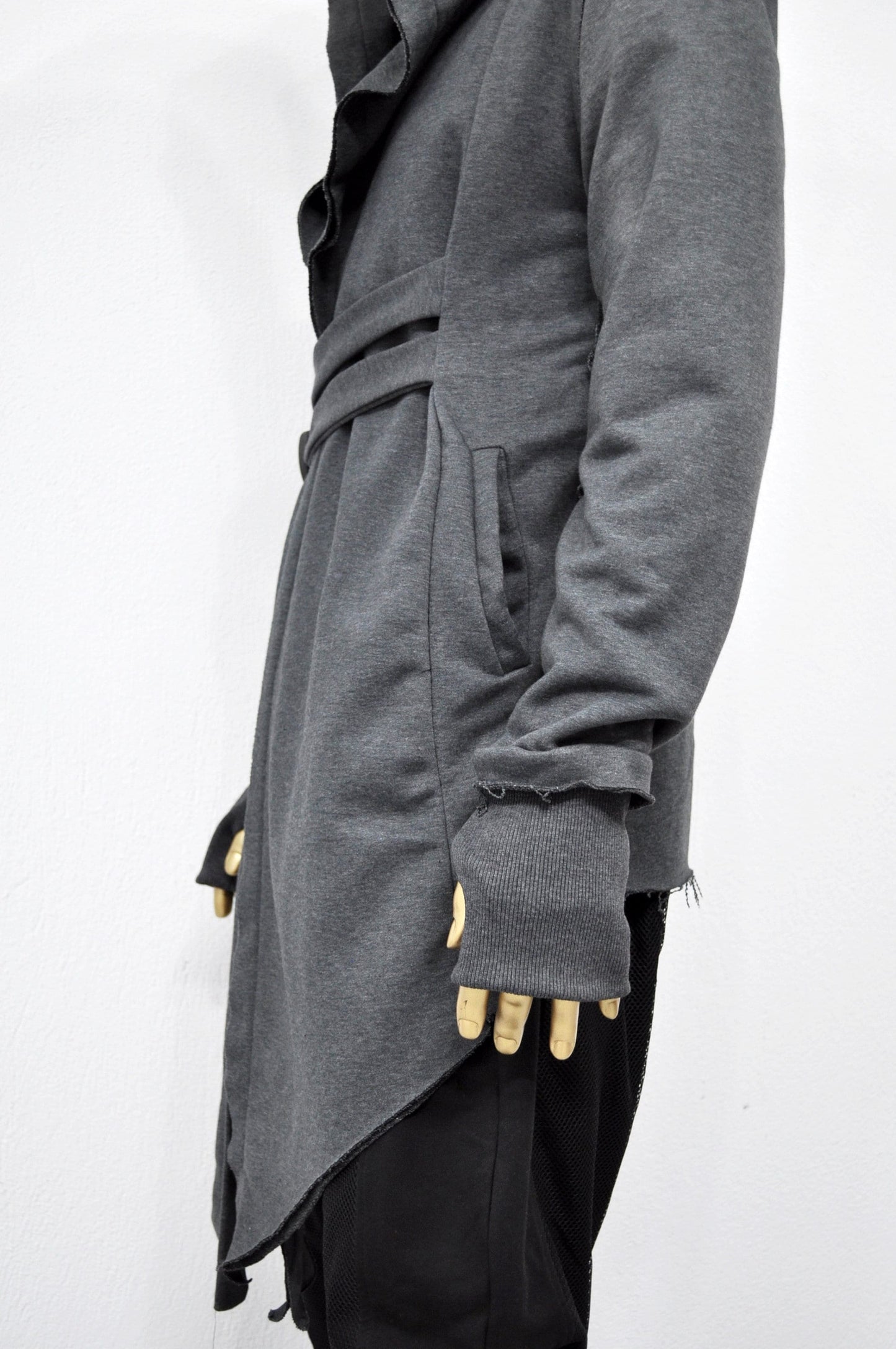 XS-8XL Men's Creed GiantHood Asymetric Cardigan JACKET Hoodie,Ashassin SteamPunk Thumb Hole,Kimono Futuristic-Apocalyptic Dystopian-BB0102
