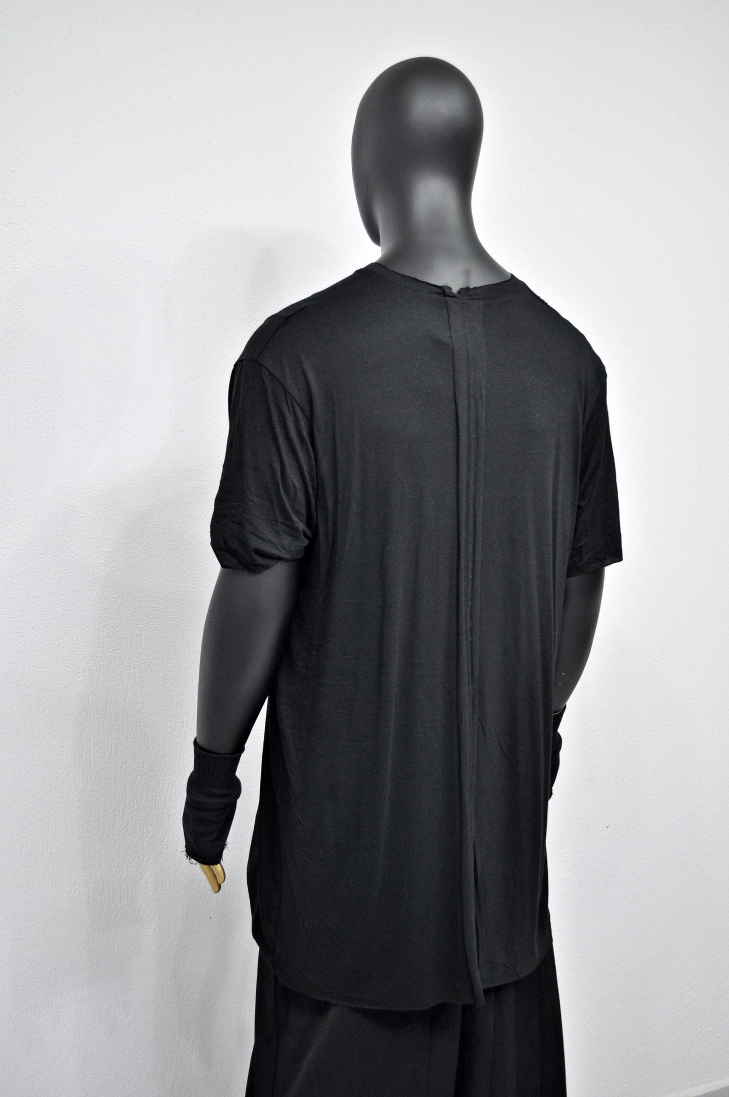 XS-8XL Short Sleeve Overlong Loose T-shirt,Rear Back Stripe,Irregular,Capsule Whimsigoth,Techwear,Streetwear Extended Oversize Shirt-BB491