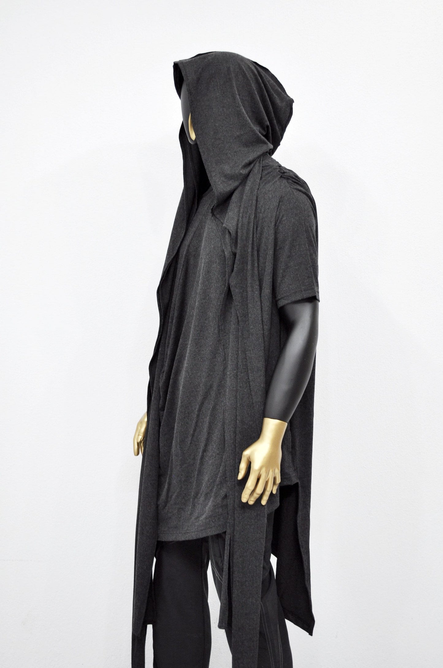 Adult Extra LONG Scarf, Gray Cowl Shawl Hooded Mens