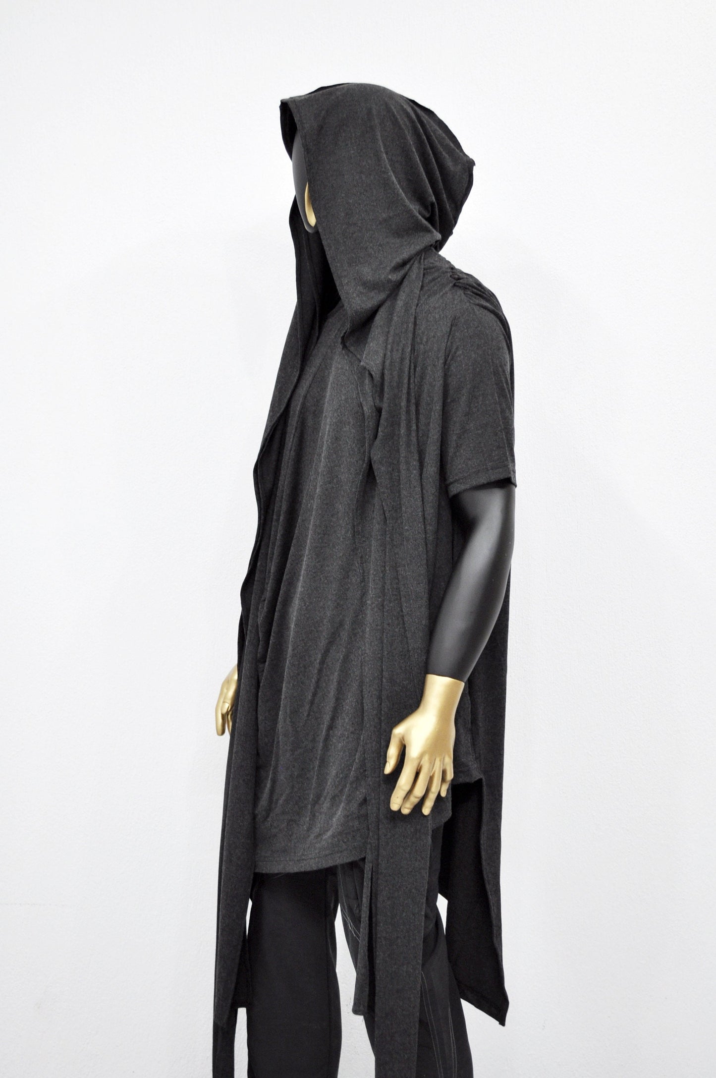 Adult Extra LONG Scarf, Gray Cowl Shawl Hooded Mens