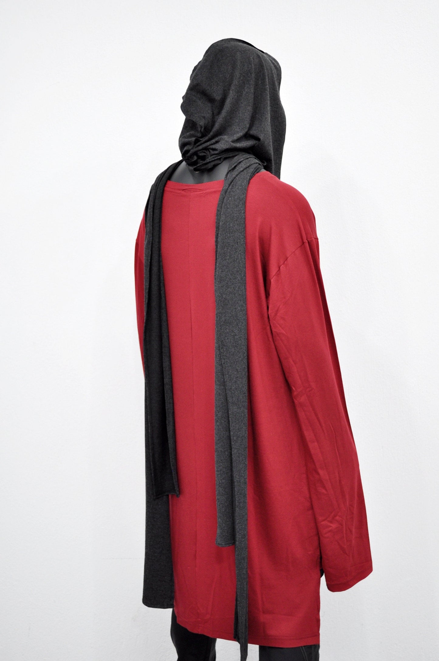 Adult Extra LONG Scarf, Gray Cowl Shawl Hooded Mens