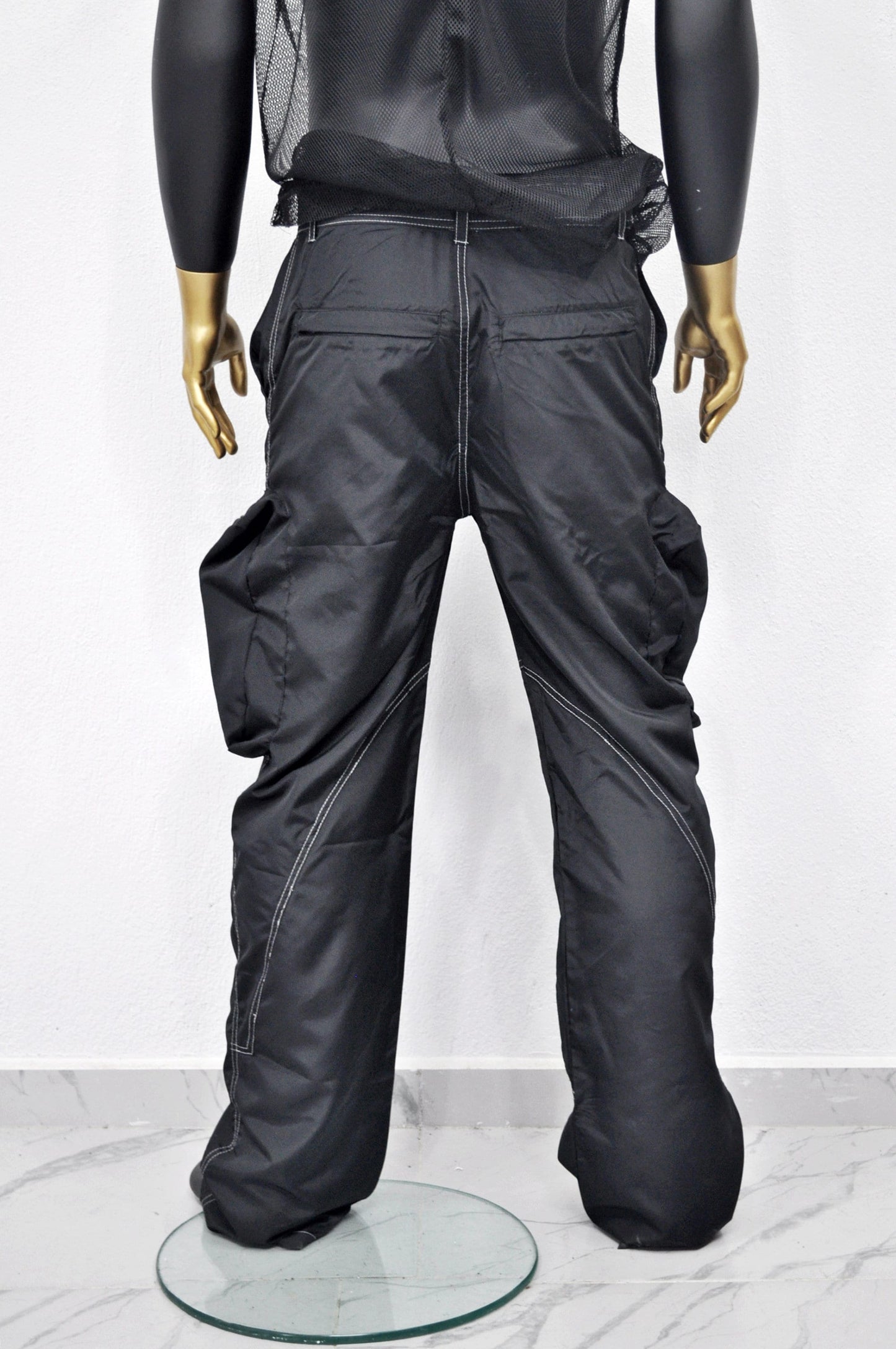 XS - 8XL Black Utility Loose 3D Contrast Stitching Cargo Pants,Relaxed,Low Crotch,Cyberpunk Steampunk,Regalo,Kreso,Ashashin Streetwear-BB291