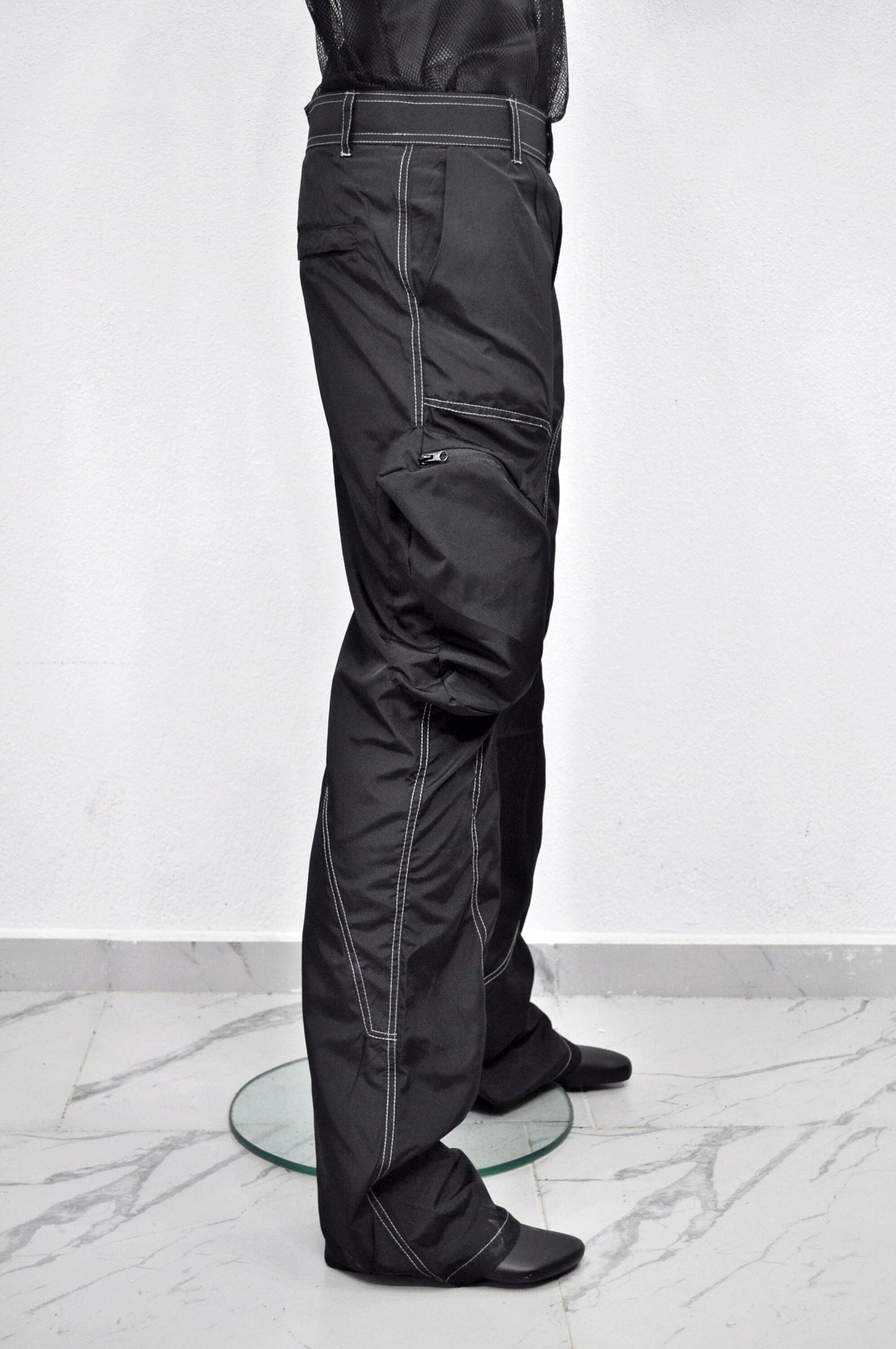 XS - 8XL Black Utility Loose 3D Contrast Stitching Cargo Pants,Relaxed,Low Crotch,Cyberpunk Steampunk,Regalo,Kreso,Ashashin Streetwear-BB291