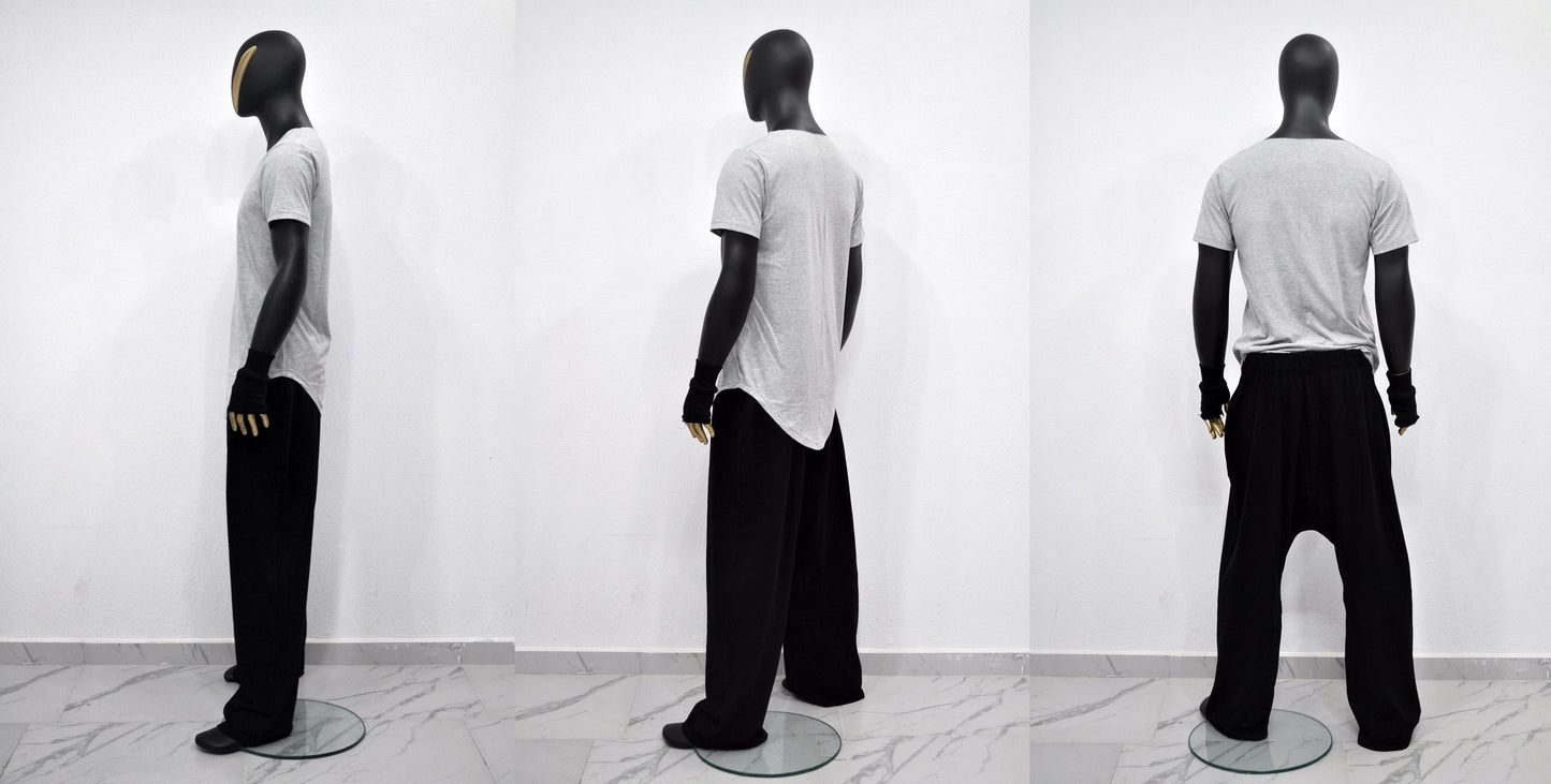XS-8XL Men's Raw Wide Neck Rear Back ,Viscose Cotton Short Sleeve Lengthen Extended Oval Tee Tshirt/Techwear Streetwear Shirt SS2024-BB499