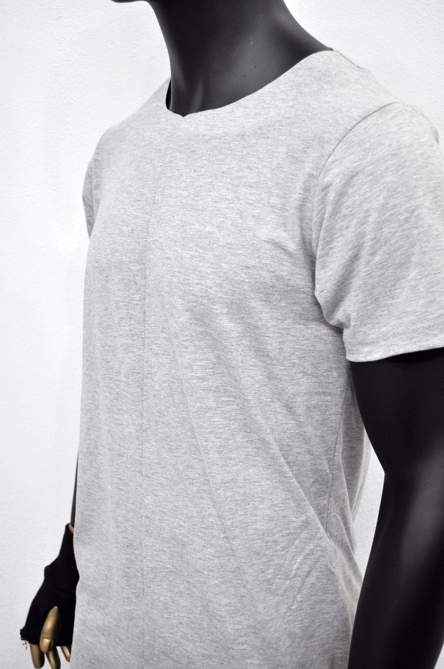 XS-8XL Men's Raw Wide Neck Rear Back ,Viscose Cotton Short Sleeve Lengthen Extended Oval Tee Tshirt/Techwear Streetwear Shirt SS2024-BB499