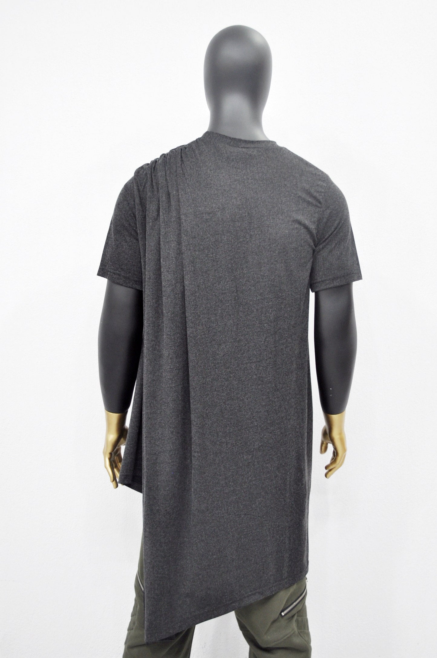 XS-8XL Asymmetrical Draped Viscose Cotton Ann Original Design Retro Silhouette Deconstruction Design Dress Tunic,Short Sleeve Lengthen-BB528