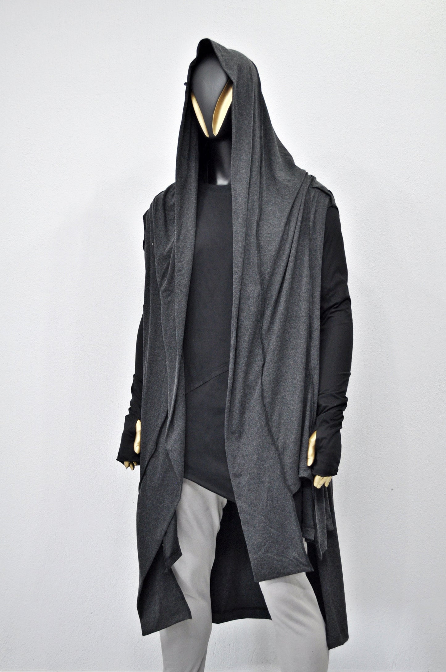 OverLong Poncho Cardigan,Japanese Oversized Sleeveless Shawl
