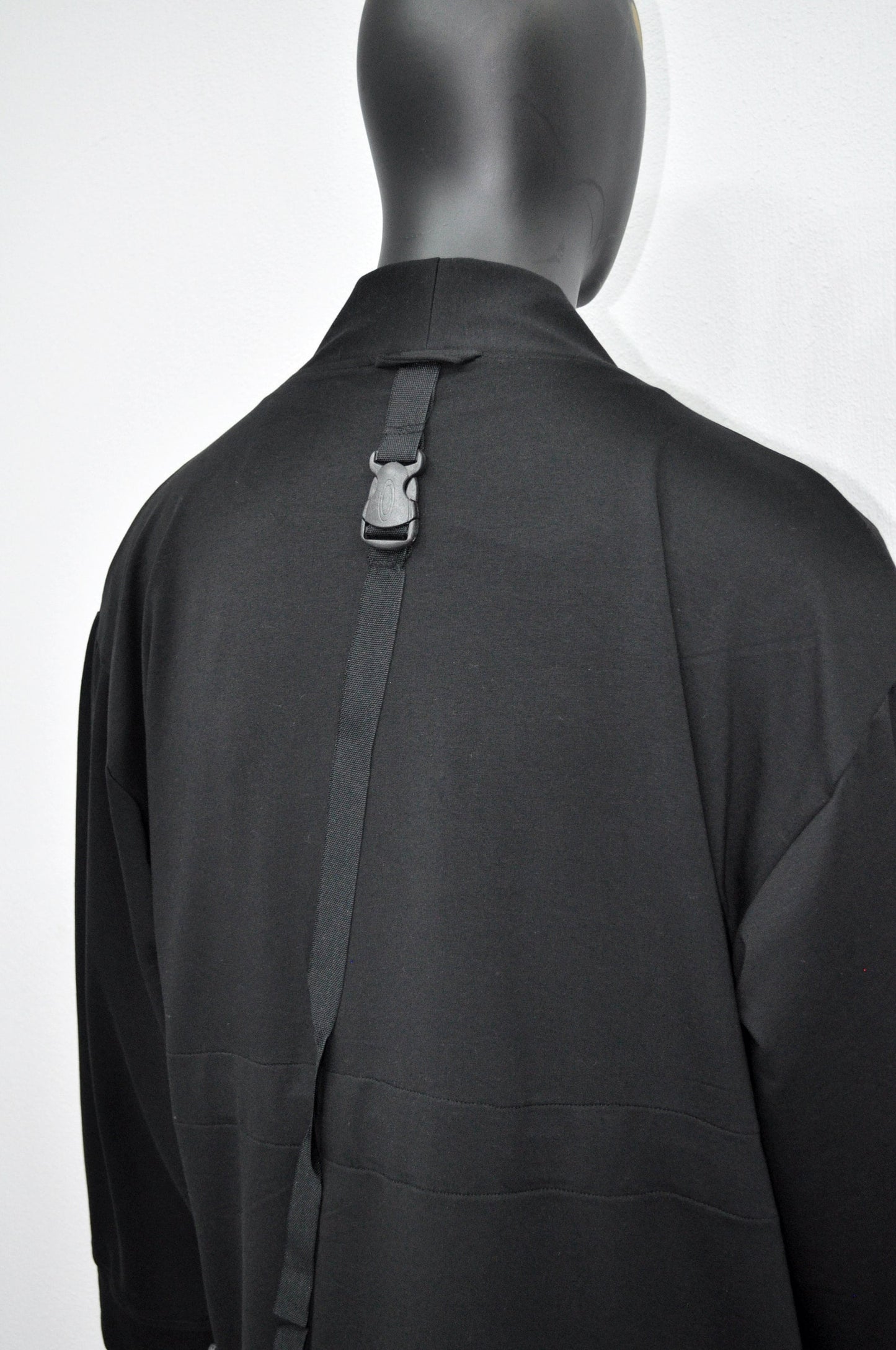 XS-8XL Functional Japanese Kimono Cardigan for Men JACKET,Techwear,Dark Wind Ninja Robe,Essentials Black Design 3/4 Sleeve,Futuristic-BB0158