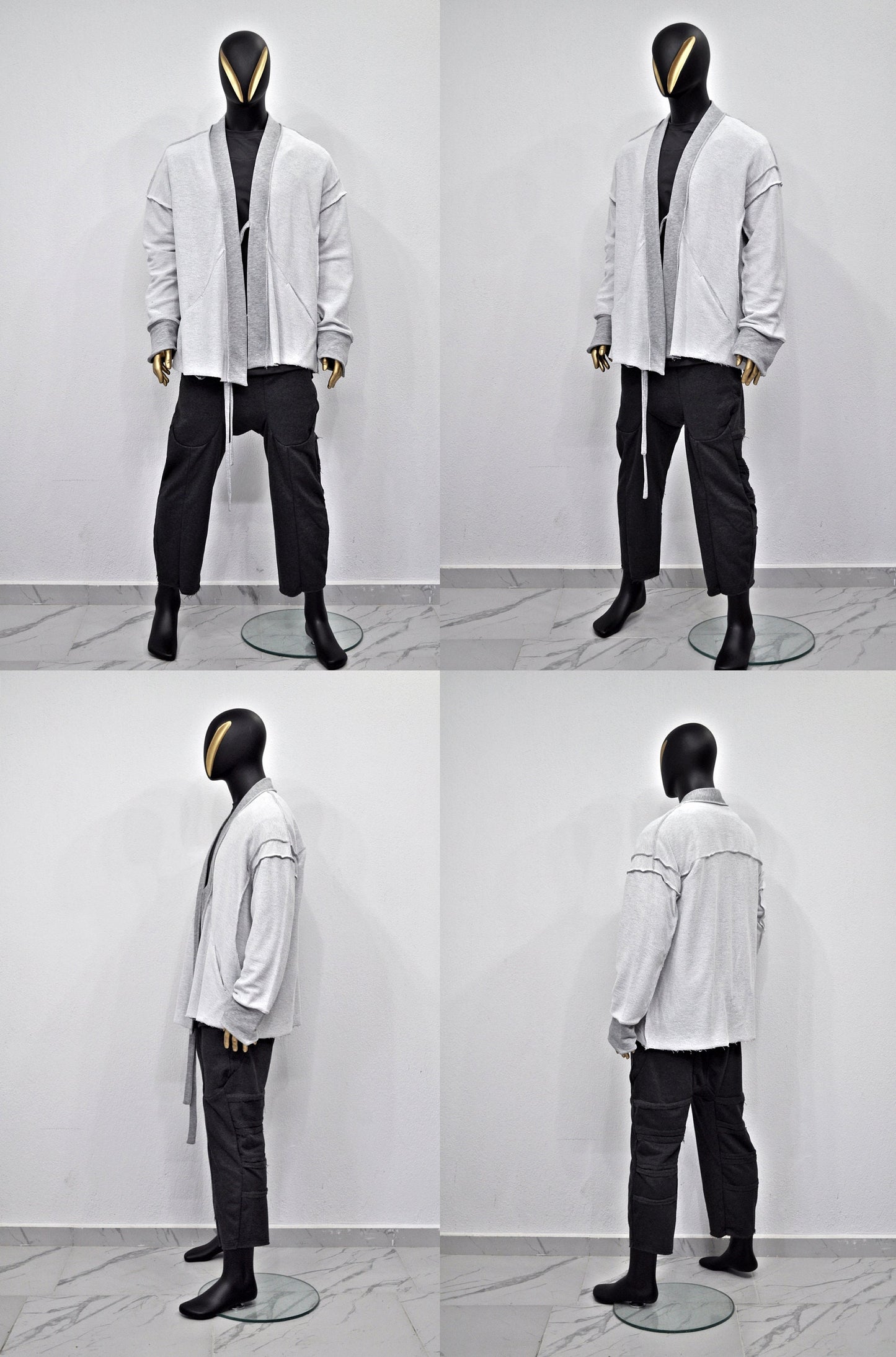XS-8XL Reversed Jacket Distressed Oversize, Kimono Look, Tie-up, Ninja Assassin Jacket,Steampunk Gothic-Post Apocalyptic Dystopian-BB0161