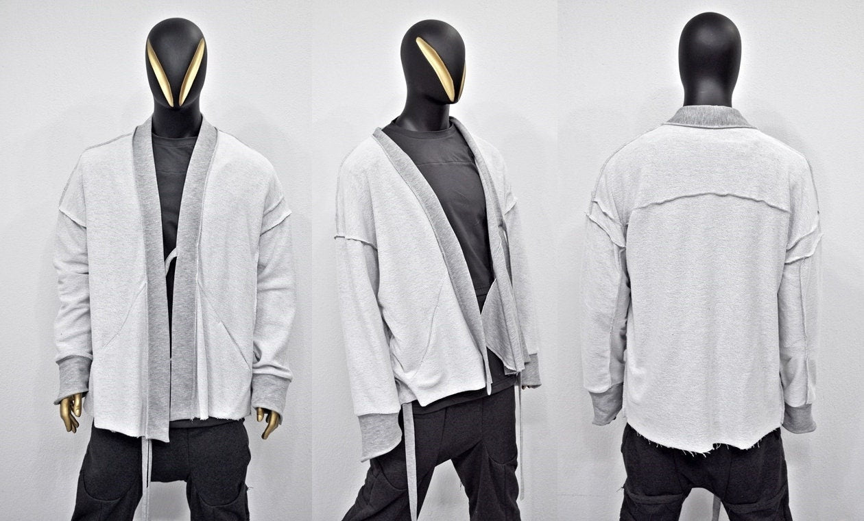 XS-8XL Reversed Jacket Distressed Oversize, Kimono Look, Tie-up, Ninja Assassin Jacket,Steampunk Gothic-Post Apocalyptic Dystopian-BB0161