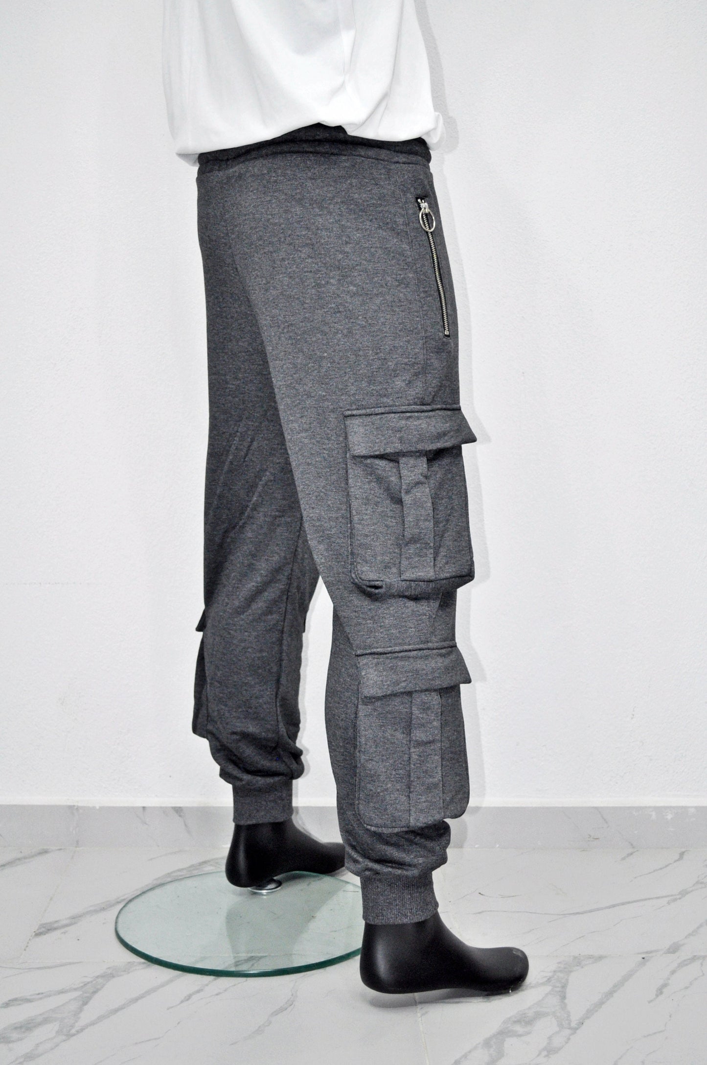 XS-8XL New Black Men's Military Cargo Pants Loose Fit Biker 3 Diognal Zipper Side Pockets Sweatpant Joggers / Tapered Fit Round Zipper-BB247