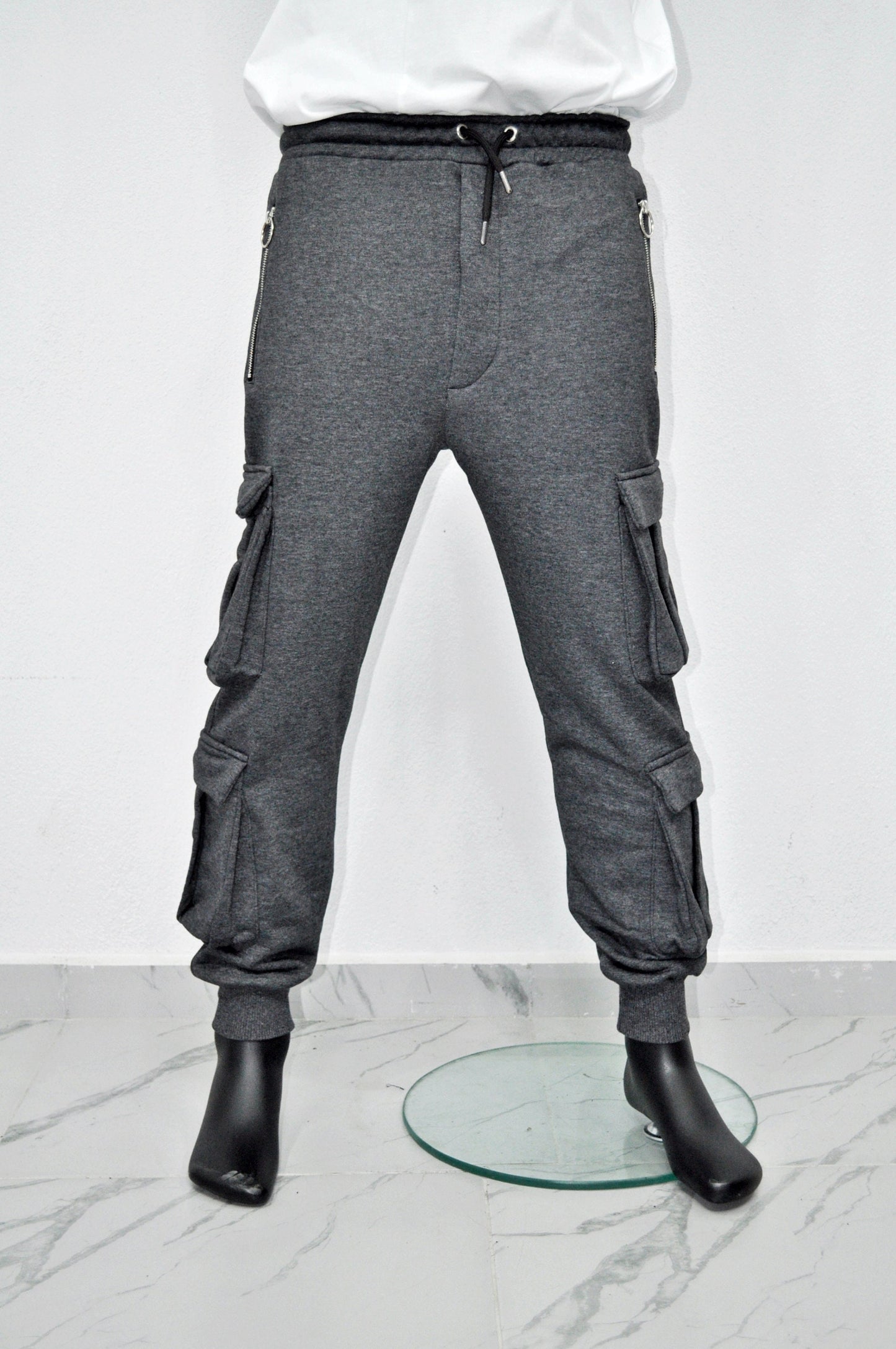 XS-8XL New Black Men's Military Cargo Pants Loose Fit Biker 3 Diognal Zipper Side Pockets Sweatpant Joggers / Tapered Fit Round Zipper-BB247