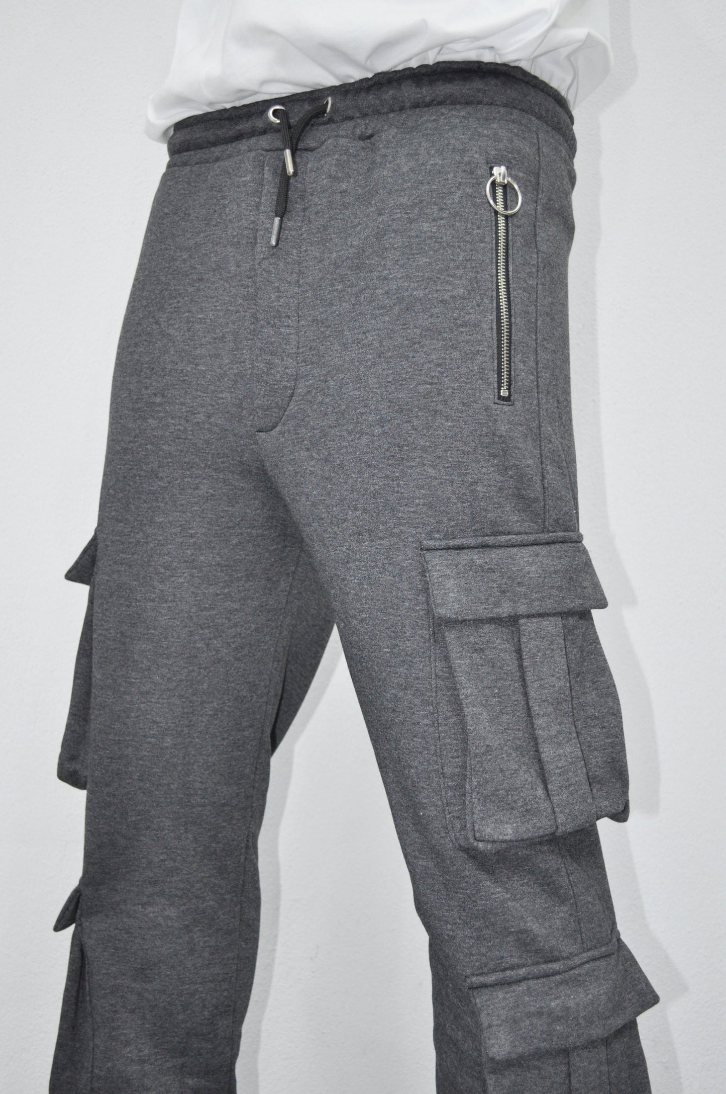 XS-8XL New Black Men's Military Cargo Pants Loose Fit Biker 3 Diognal Zipper Side Pockets Sweatpant Joggers / Tapered Fit Round Zipper-BB247