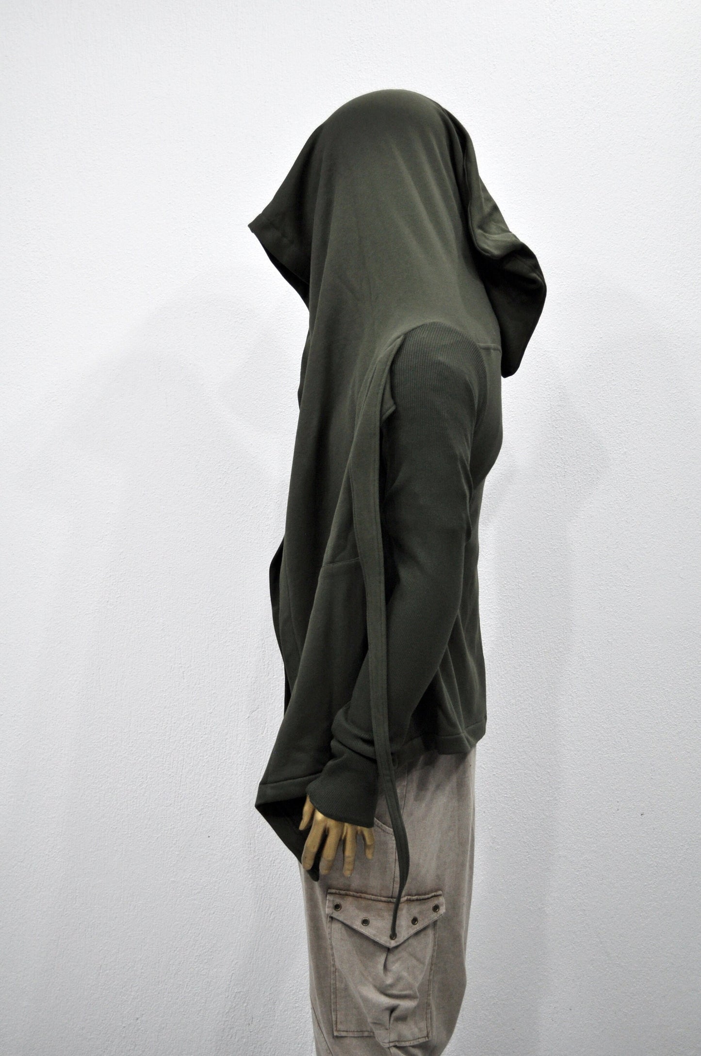 XS-8XL Cyberpunk Asymmetric Big Hooded Tie Dark Ninja Sweatshirt Shawl Pointed Hoodie ,Ashassin Cardigan,Anarchy Futuristic Burning Mn-BB111