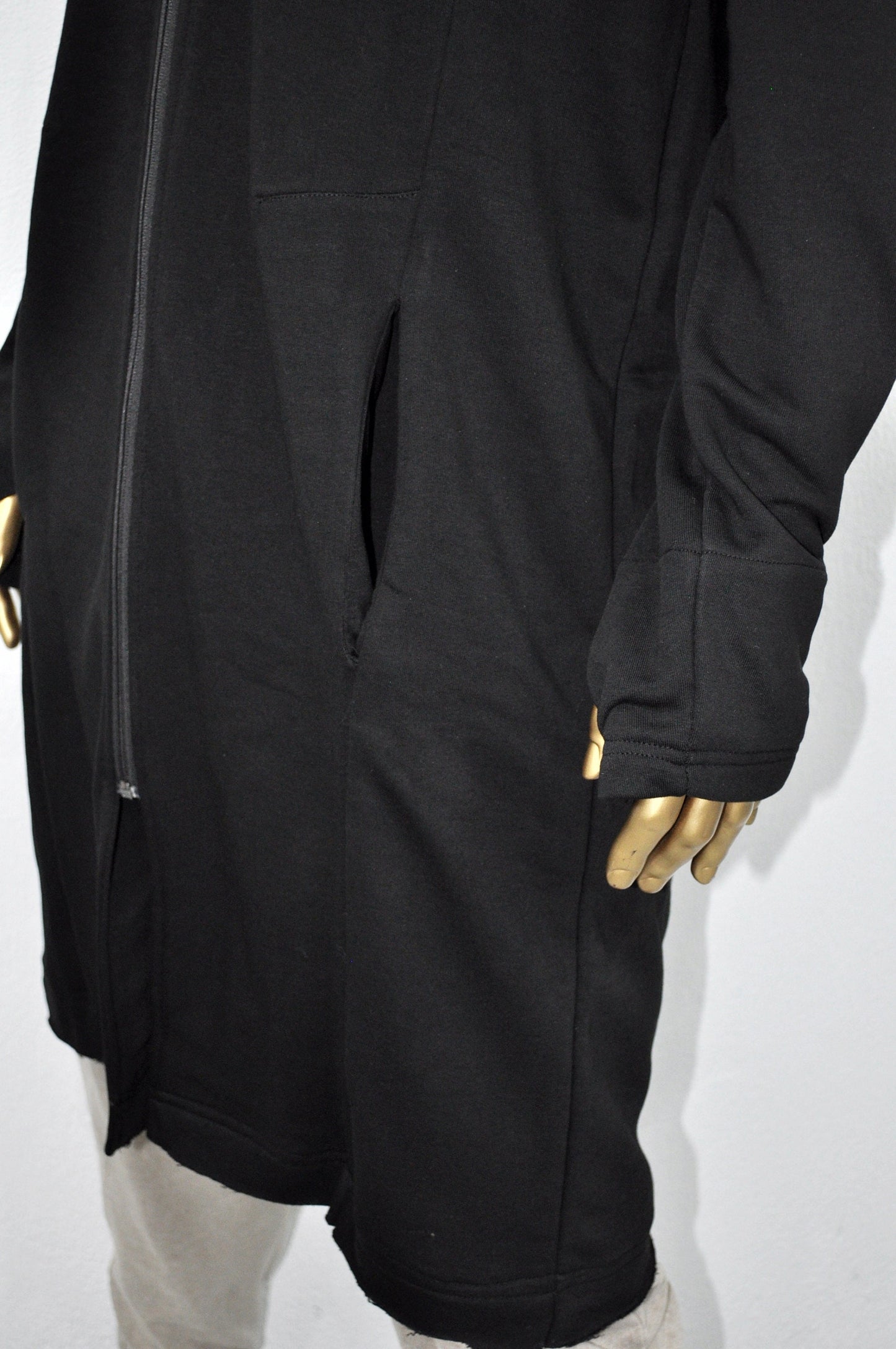 XS-8XL Men Overlong Steampunk Snake-Shaped Hooded Zip-up Hoodie Jacket,Long Sleeve Pullover,Gothic Avant Garde Cardigan,Asymmetri Punk-BB013