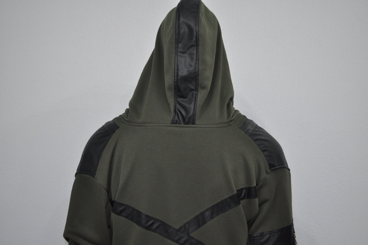 XS-8XL Leather Trim Creed Giant Hood Asymetrical Dust Shawl Cardigan Hoodie,Cyber Long SteamPunk festival,Kimono Gothic Soft Ashassin-BB0167