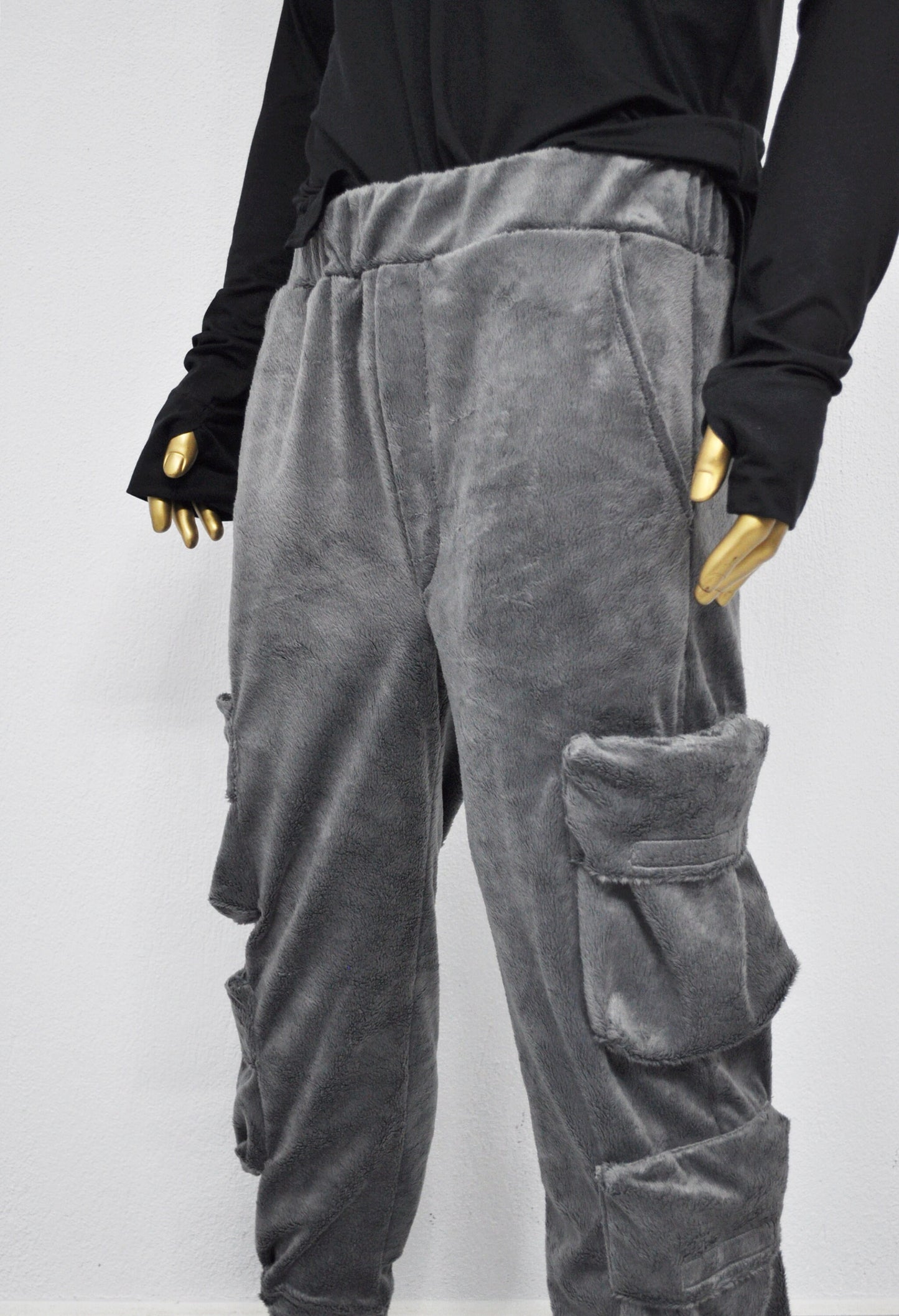 XS-8XL Mens 2077 Winter Soft Velour Comfort Casual Streetwear Loose Trousers Kanye Harem Baggy Pant, Jogger,Elastic Waist,Relax Linen -BB298