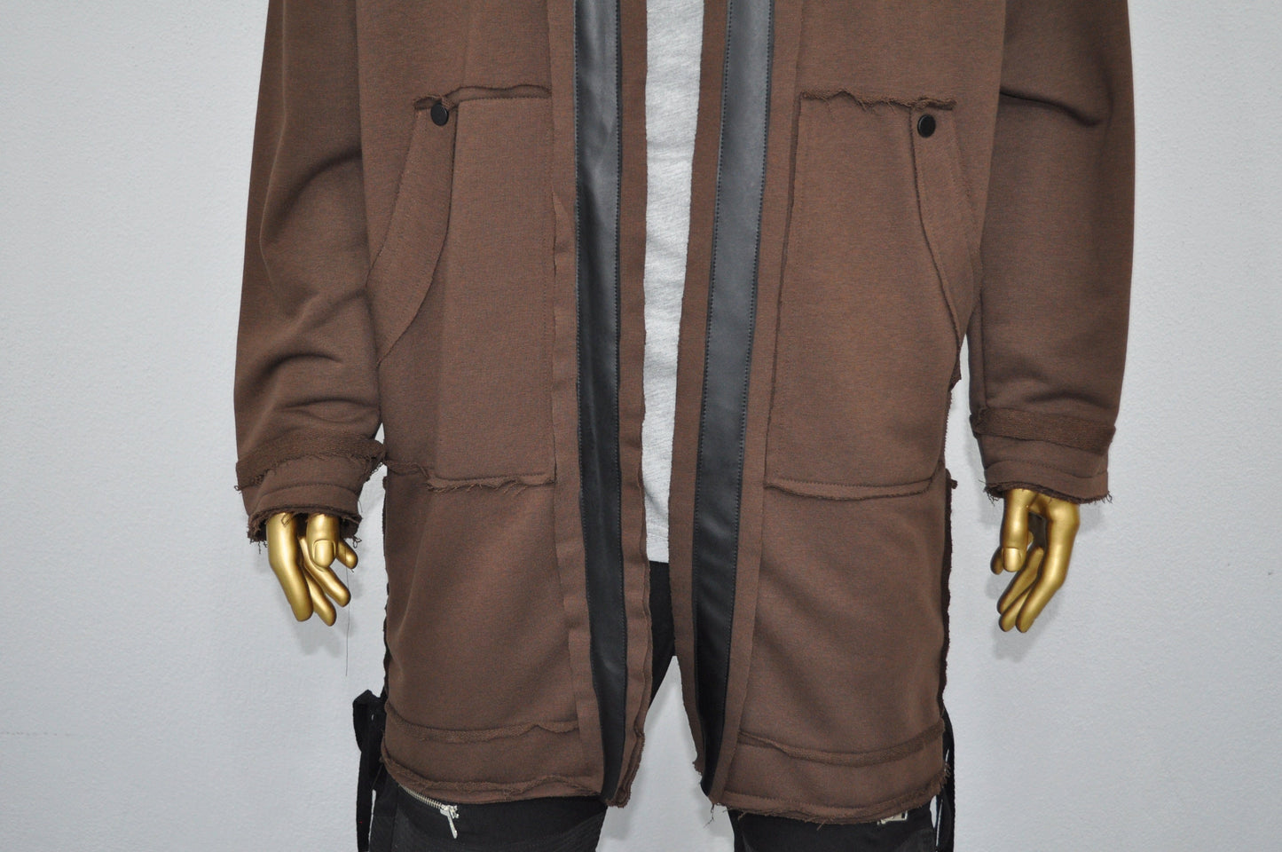XS-8XL Oversize Hooded Loose Long Leather Trim Edge Drawstring Tied Up Baggy Cardigan,Avantgarde Timeless Blanket PLush Soft Comfort- BB0143