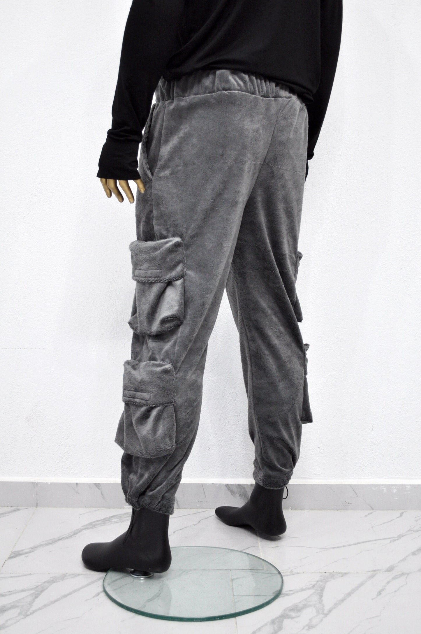 XS-8XL Mens 2077 Winter Soft Velour Comfort Casual Streetwear Loose Trousers Kanye Harem Baggy Pant, Jogger,Elastic Waist,Relax Linen -BB298