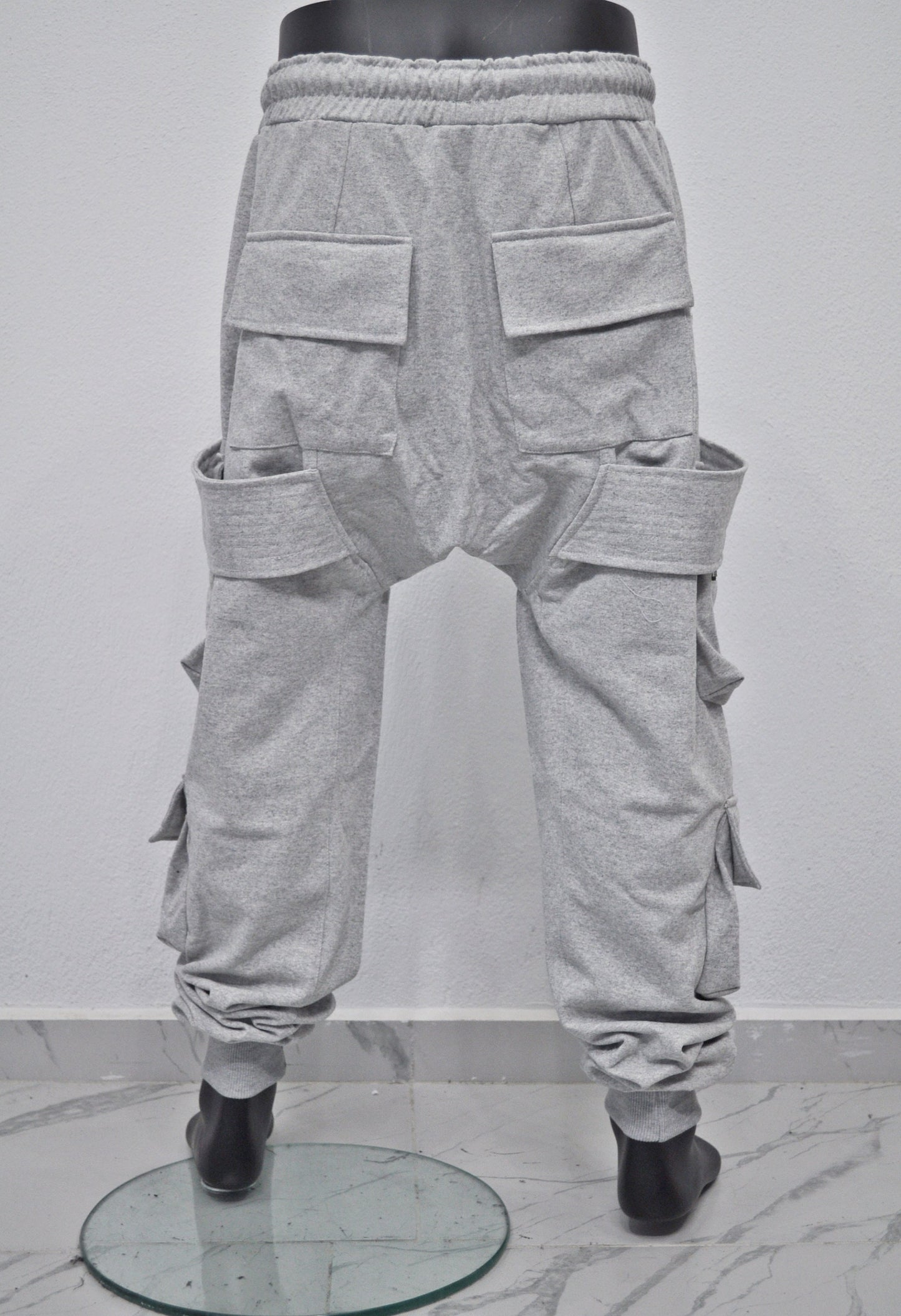 XS - 8XL AW Men Relaxed Belted Flap Zip Sarrouel Drop-Crotch Trousers-Cargo Pant Sweatpants/ Harem Jogger /Webbing Ninja Trouser-BB300