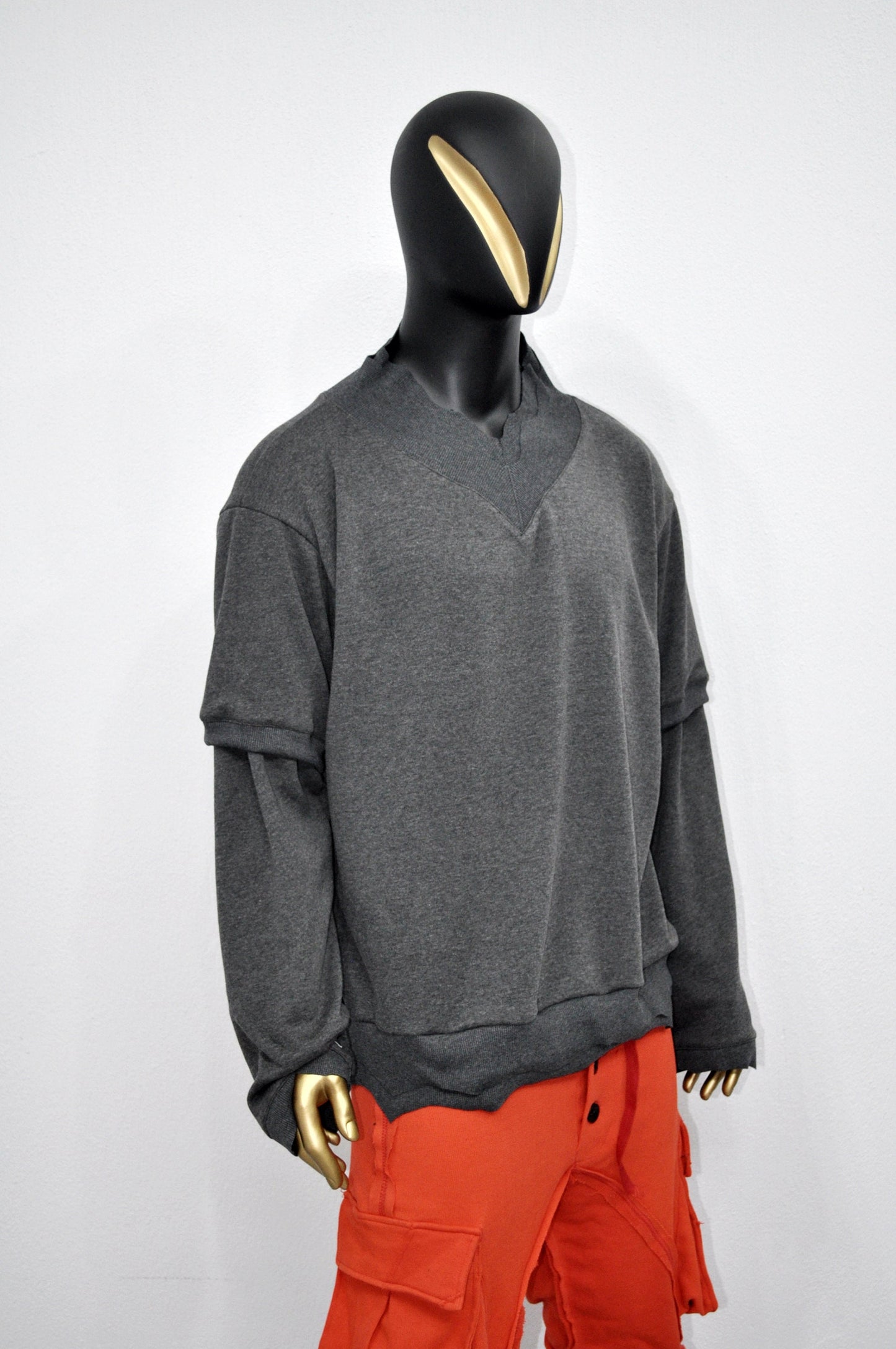 XS-8XL Adult Double Look Sweatshirt Jumper, Drop Shoulder, Wavy Cut Rib Pullover, Gothic Cyber SteamPunk,Futuristic,Assassin Shadow-BB0176