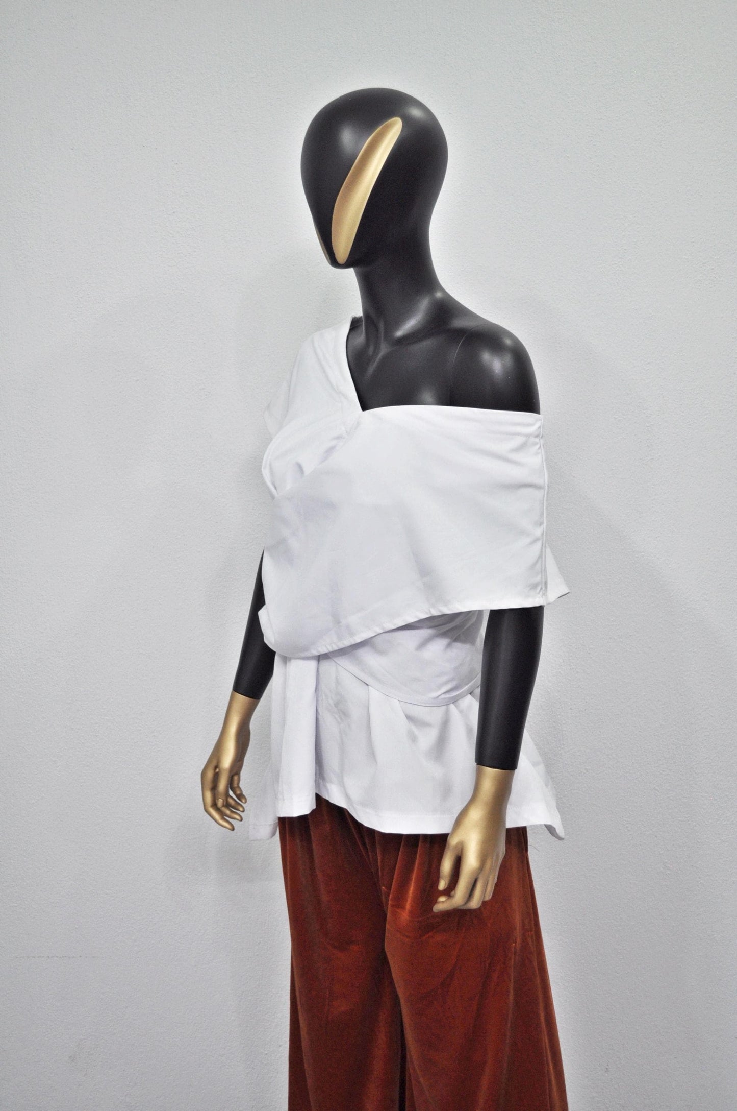 XS - 8XL Multi Position Strap SHIRT Women, Flared long sleeve. V-neckline. Draped -BB110