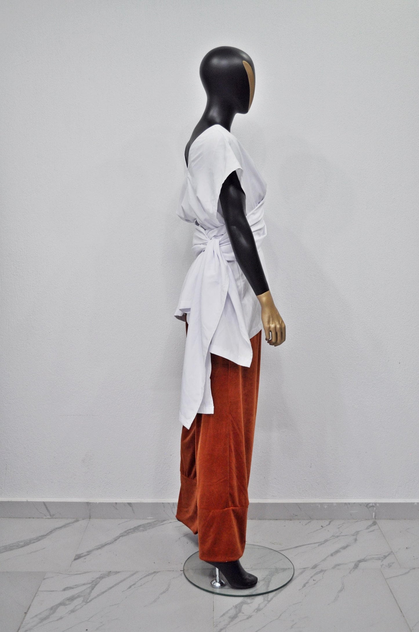 XS - 8XL Multi Position Strap SHIRT Women, Flared long sleeve. V-neckline. Draped -BB110