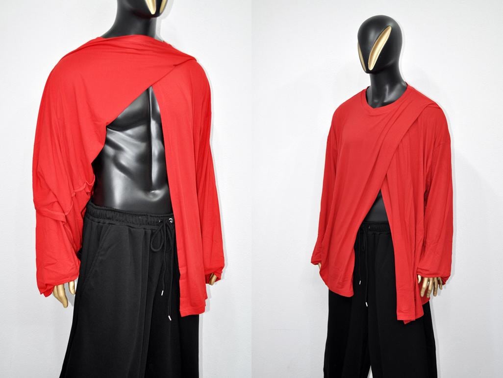 SHINOBI Men's Two Piece Look Long-Sleeve T-shirt