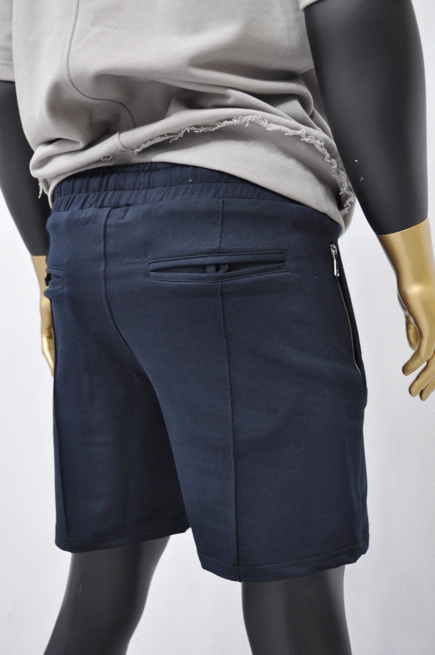 XS - 8XL Men's Navy Summer Casual Cotton Zipper Pockets Shorts,Relaxed Fit ibiza,Front and Back Panel Yachting,Streetwear Shorts-BB865