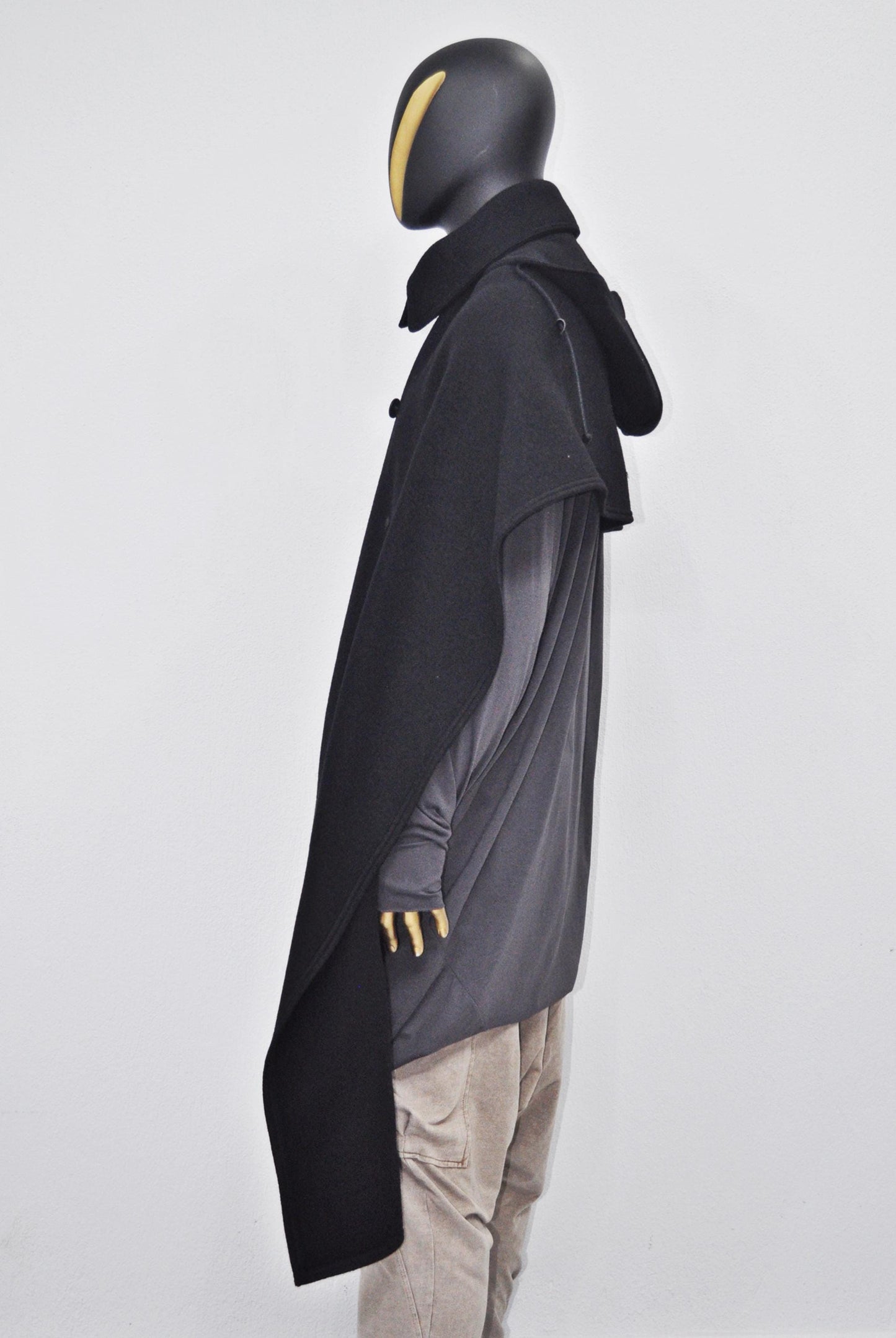 Wool Medieval European Robe, Ancient Assassin Ninja Fantasy Long Poncho,Oversized Shawl, Cowl Hoodie Costume Cosplay Wrap,Hooded Cape Coat