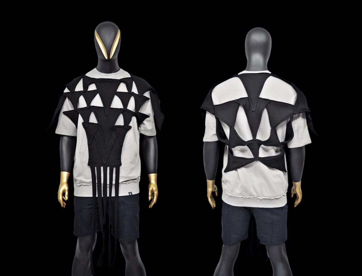 NEW Triangle Hole Poncho,Caged Design,Spiked Cutout Motif,Asymmetric Black Cape,Luxury Shoulder Accessories,Gothic Scarf, Cosplay,Futuristic
