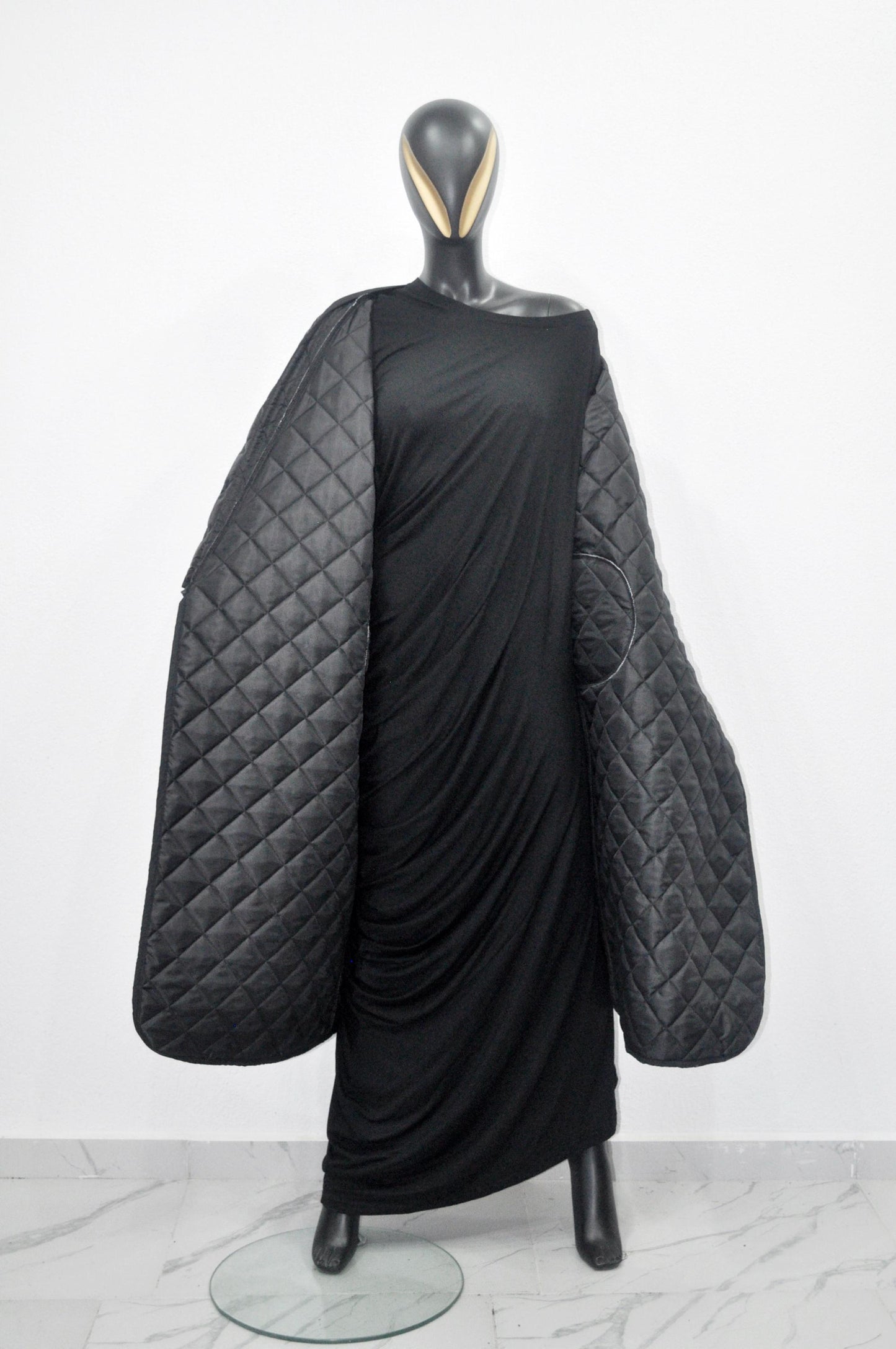 XS-8XL Women Extra Loose Winter V-Collar Three-quarter Sleeve Kimono,Bandage Padded Quilted Overlong Coat,Over the Knee Jacket,Kaftan-BB901