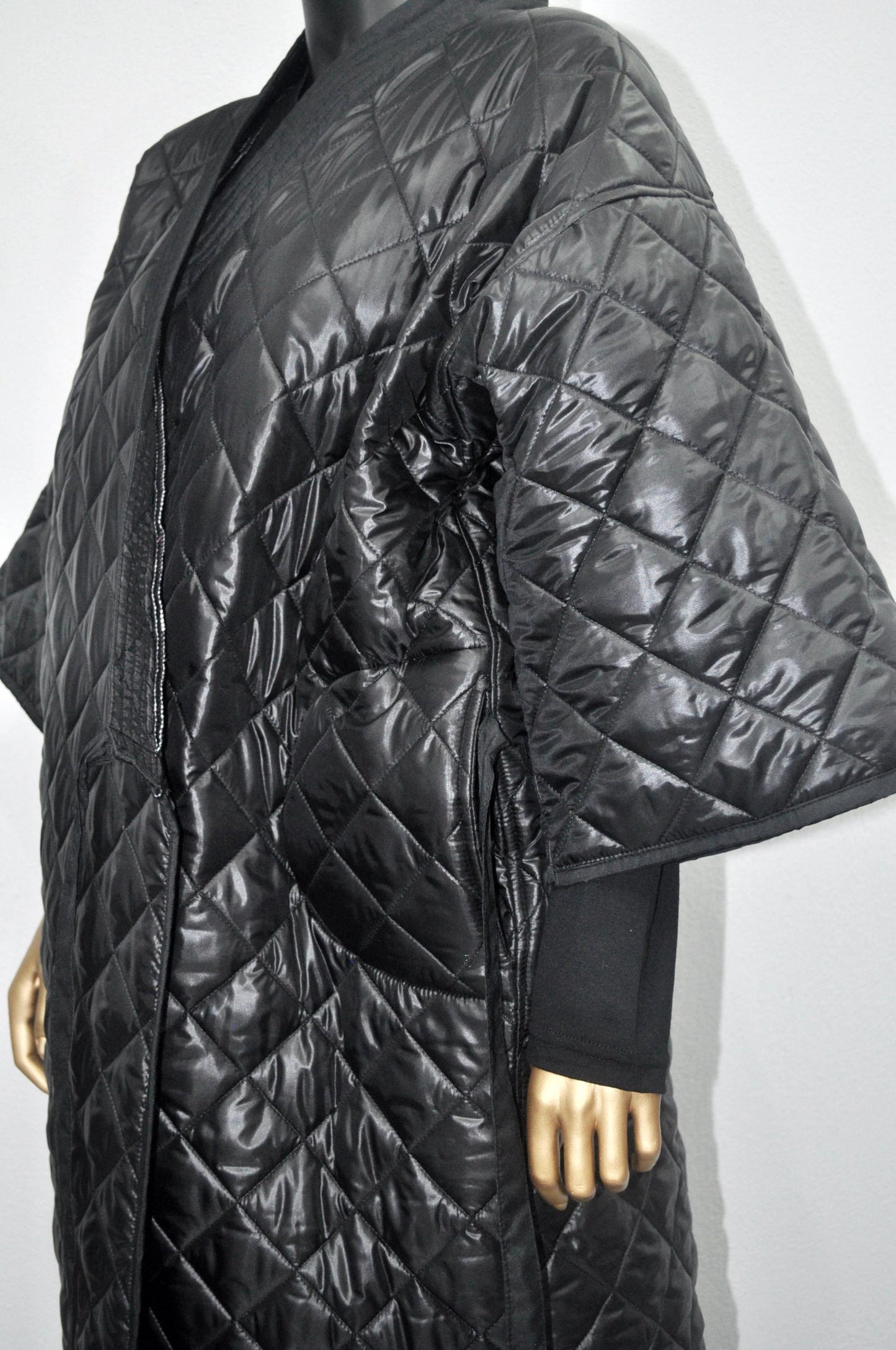 XS-8XL Women Extra Loose Winter V-Collar Three-quarter Sleeve Kimono,Bandage Padded Quilted Overlong Coat,Over the Knee Jacket,Kaftan-BB901
