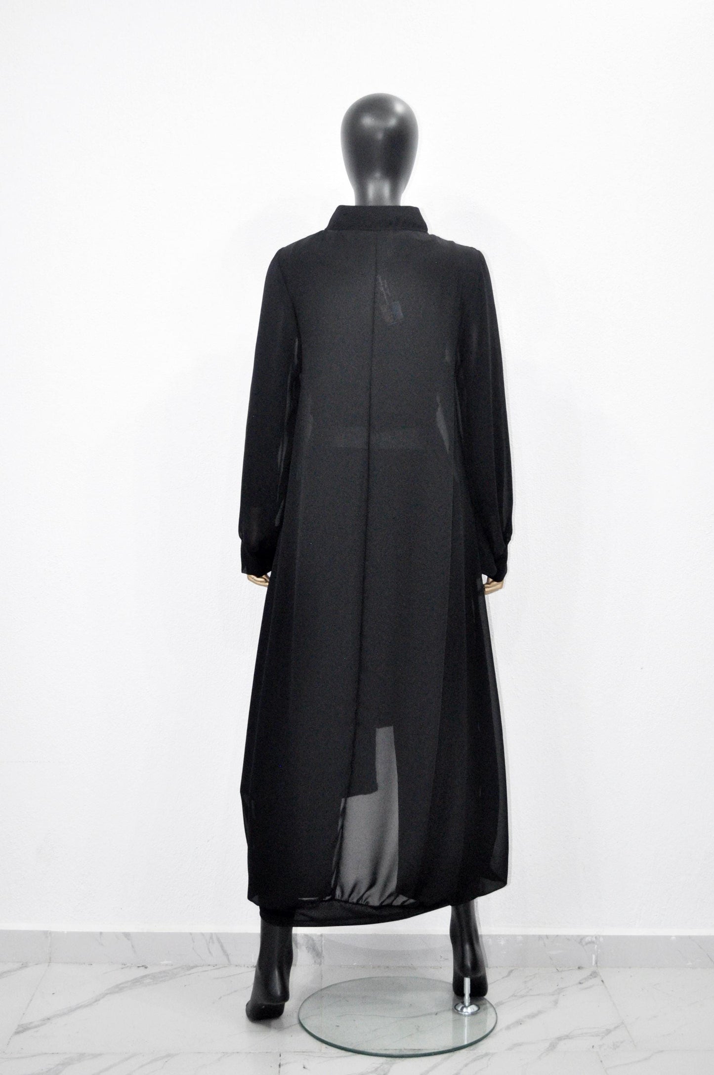 Plus Size Black Sheer Cape Caftan Tunic/Tulle Kimono/Mesh Asymmetric Long Top/Transparent/Beach Coverup,Summer Cardiga/Organza/Wedding-BB639