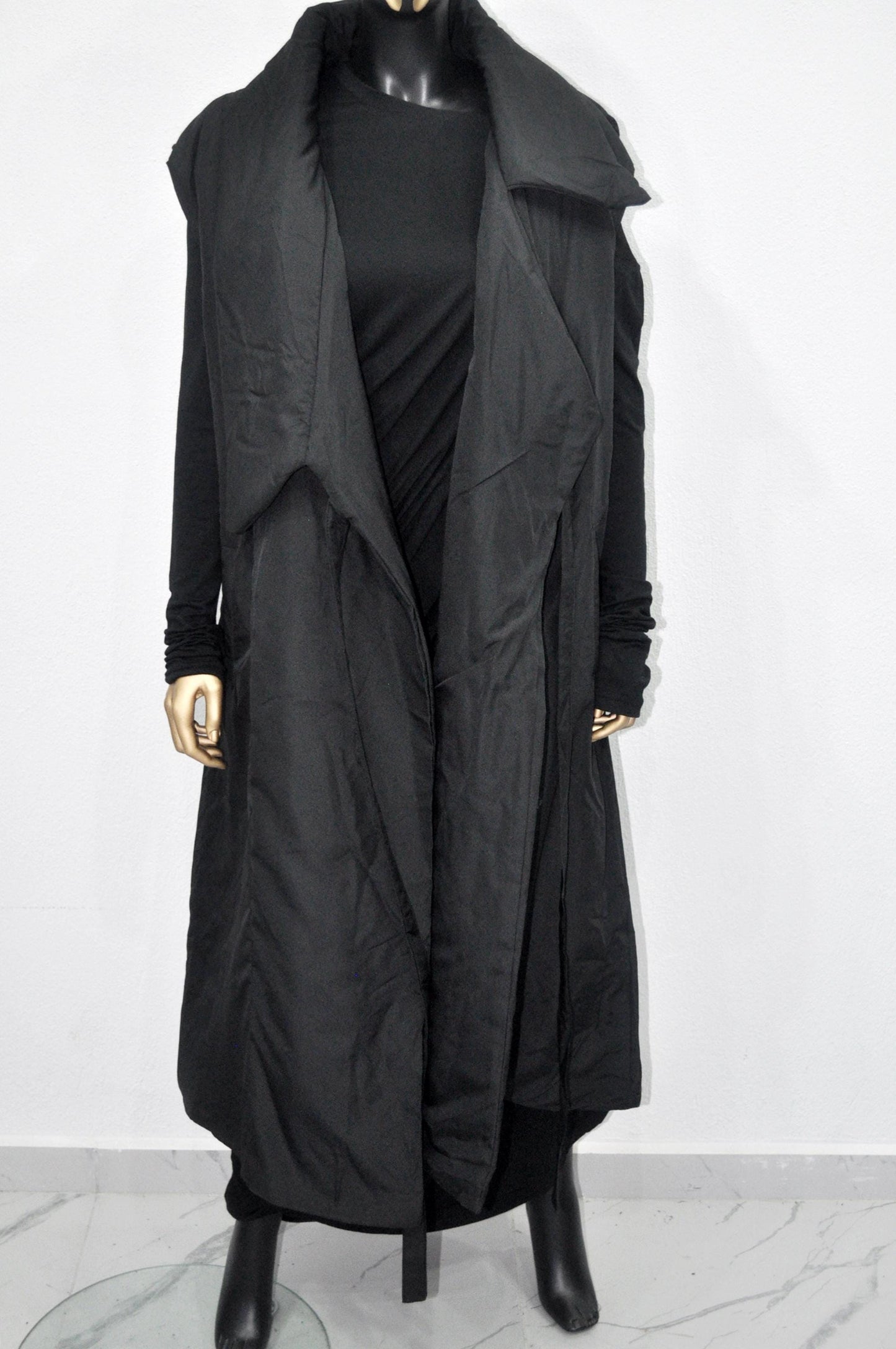XS-8XL Women Art Loose Sleeveless Down KIMONA Vest ,Women Long Winter New Jacket-BB931