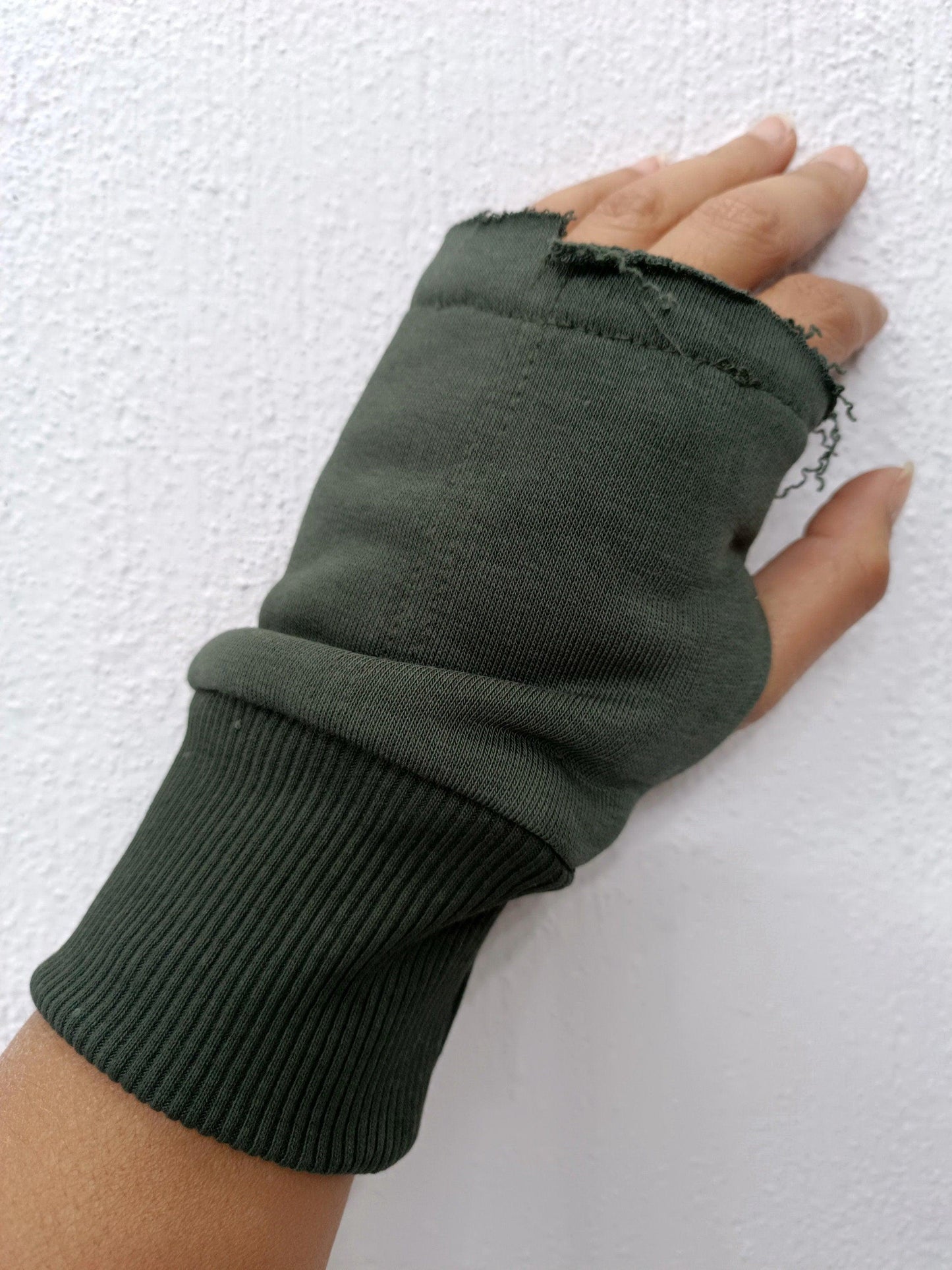 Winter Soft Black Mittens, Fingerless Gloves, Hand Wrist Warmers, Cotton Warm