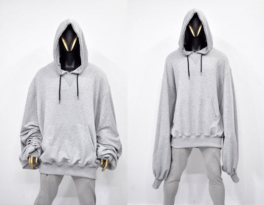 XS-8XL Mega Oversize Sleeve and Hood,Essentials Long Sleeve Hoodie,Goth Pullover,Asymmetric Punk Cosplay, Futuristic- Post Apocalyptic-BB129